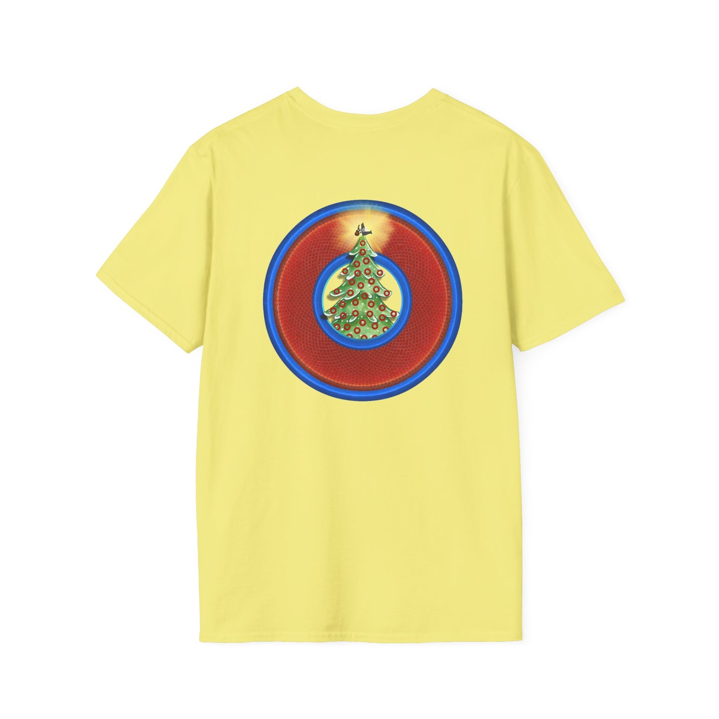 Classic Donut Tee - Unisex Soft-Style - "It's Always Phishmas in Philly" - rustic red/blue donut