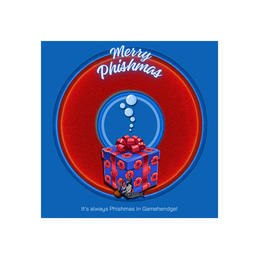 Lumpy Poster Nuts - "It's Always Phishmas in Gamehendge" - 24" x 24" 220gsm Giclée/matte  - vivid red donut w/dark royal blue background