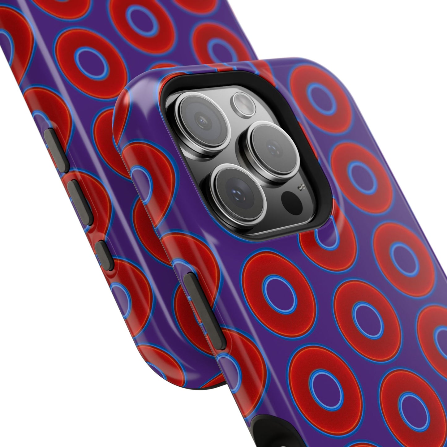 Magnetic Tough Donut Case - red vivid donut print w/purple background