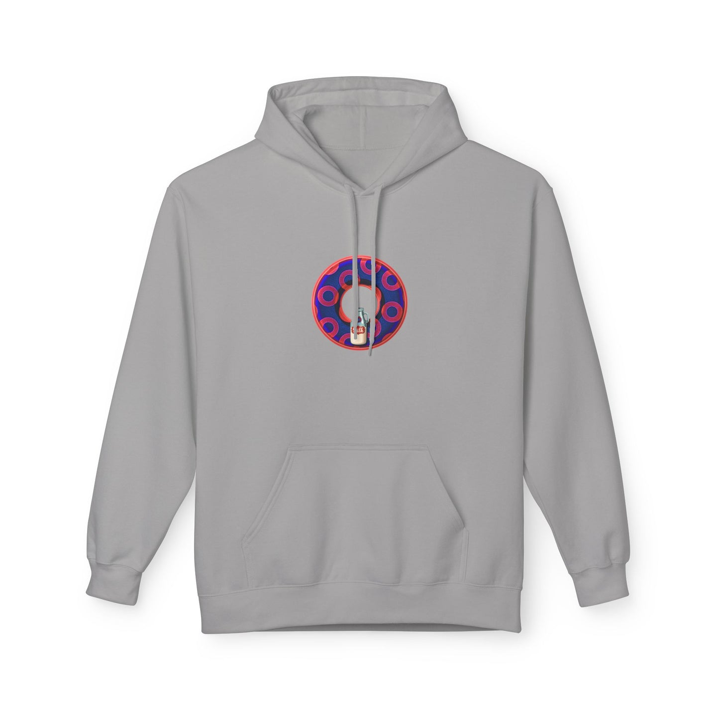 Fleece Harry Hoodies [Midweight Soft-style] - "Wooked Cream Dairy - YEMSG Donut" - electric blue/red rustic paradox donut - variant 2
