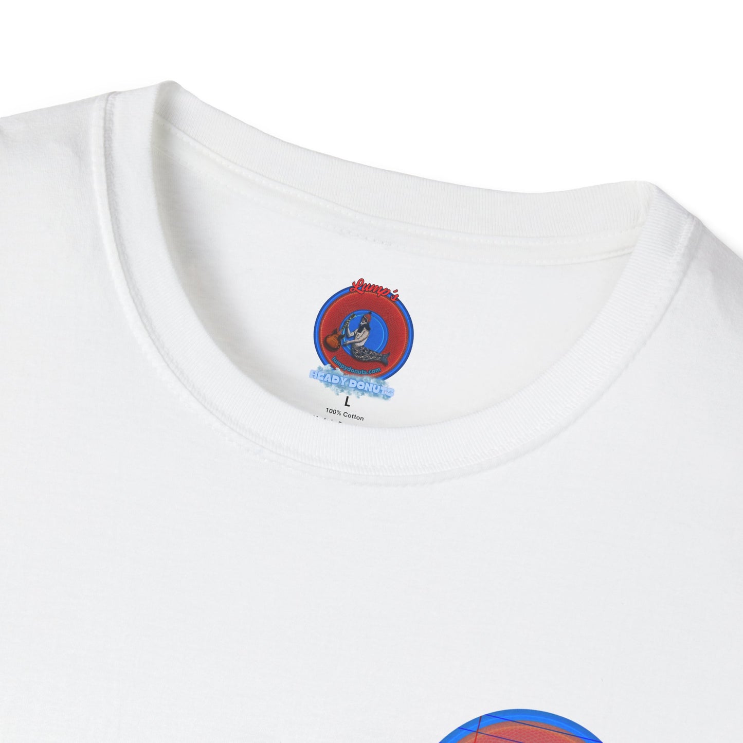 Classic Donut Tee - Unisex Soft-Style - "That's 1 Tasty Donut" - series 1.0  - variant 1 - red donut w/blue ink