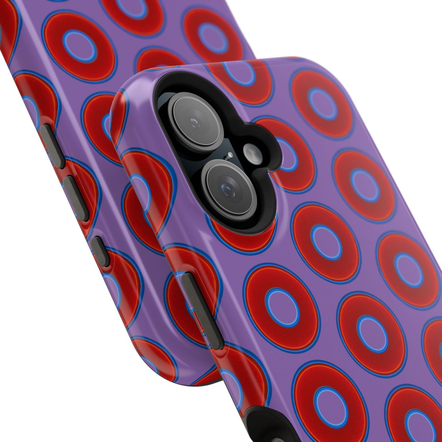Impact-Resistant Lumpy Donut Case - red vivid donut print w/light purple background