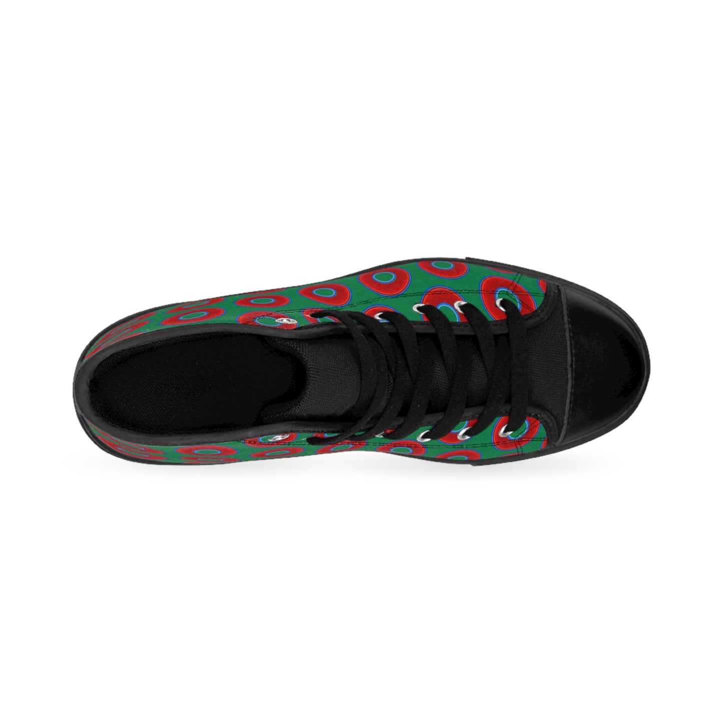 Men's Cushiony Convectors - High Tops - red vivid donuts w/green background