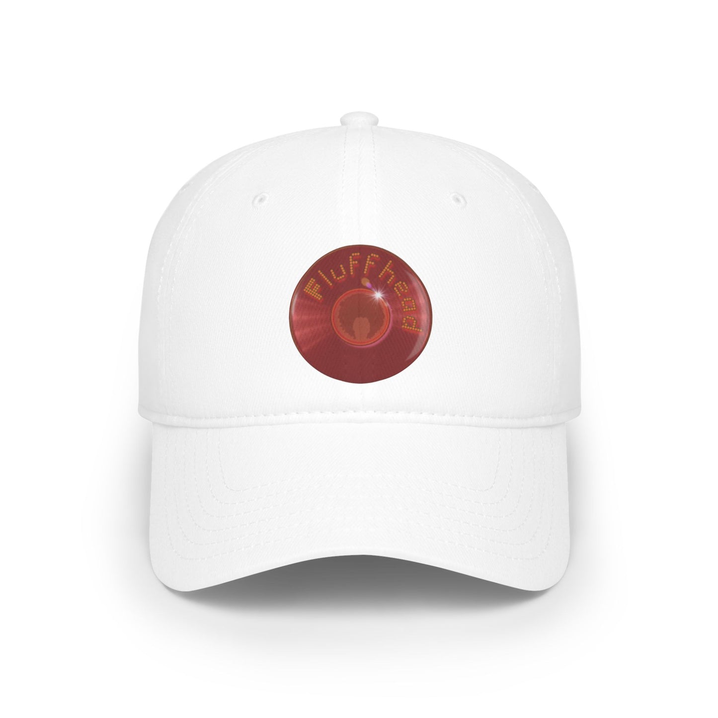 Lumpy Donut Baseball Cap - "The Fluffernutter Donut" - vivid red record donut w/