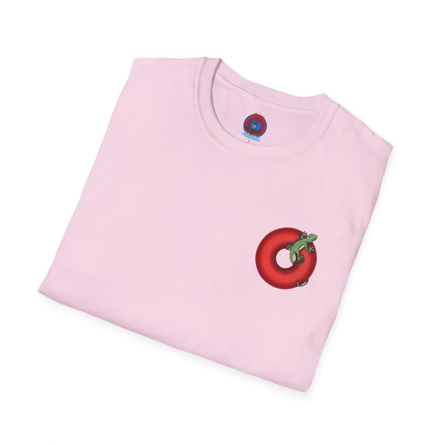 Classic Donut Tee - Unisex Soft-Style - "Practically Extinct Tee Shirt" - plump vivid red donut - variant 1