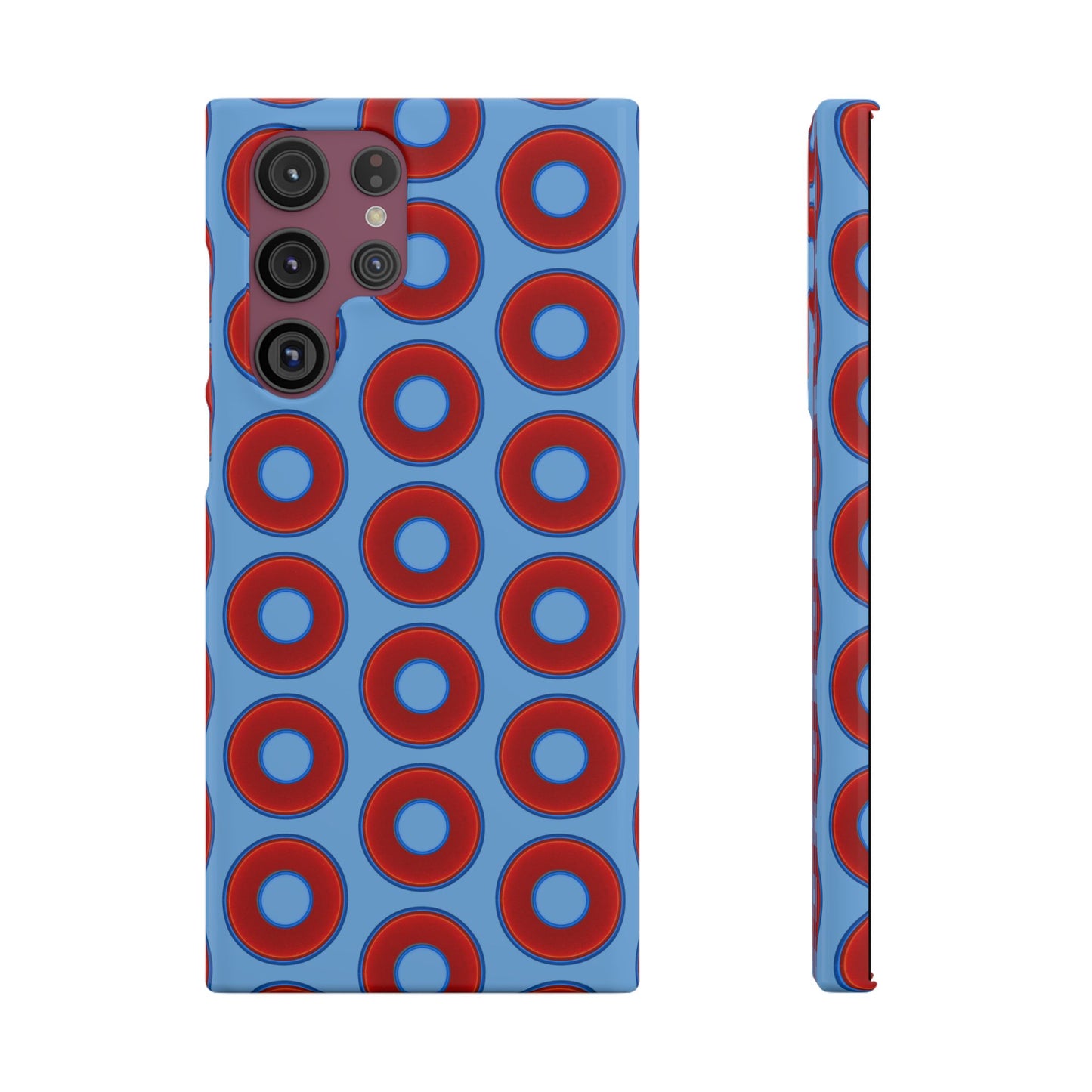 Lumpy Donut Snap Case - red vivid donut print w/light blue background