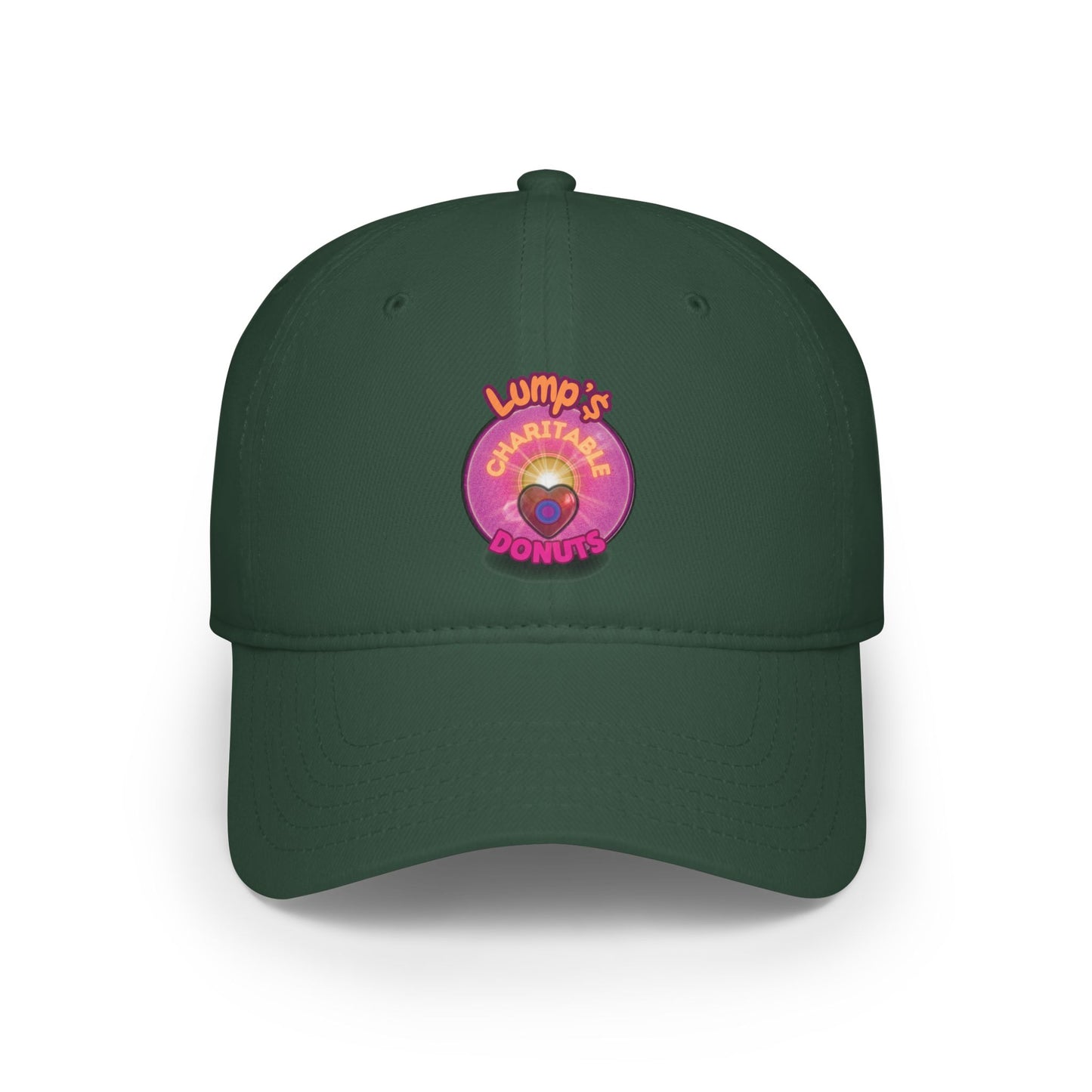 Lumpy Donut Baseball Cap - "Lump's Charitable Donut" - vivid magenta hexadonut w/ [*charitable donut]