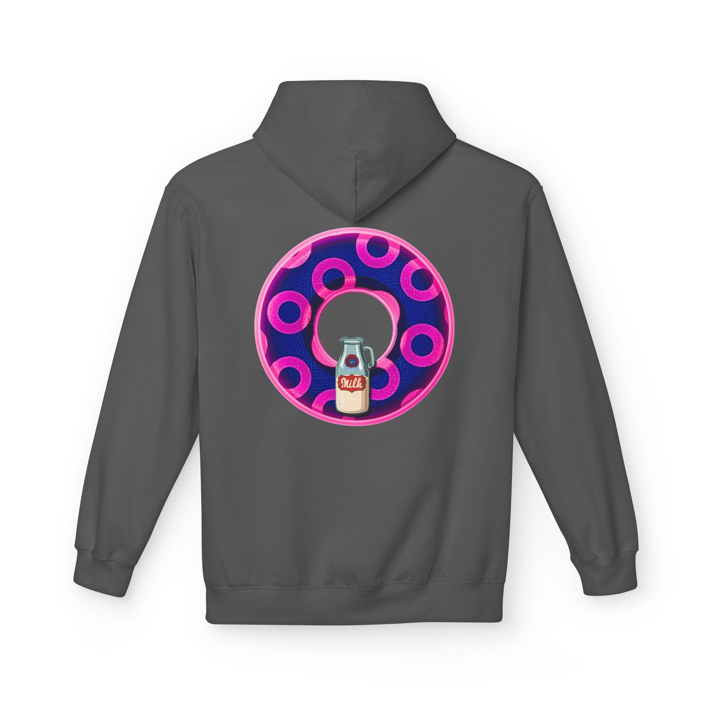 Fleece Harry Hoodies [Midweight Soft-style] - "Wooked Cream Dairy - YEMSG Donut" - blue/magenta rustic paradox donut - variant 5