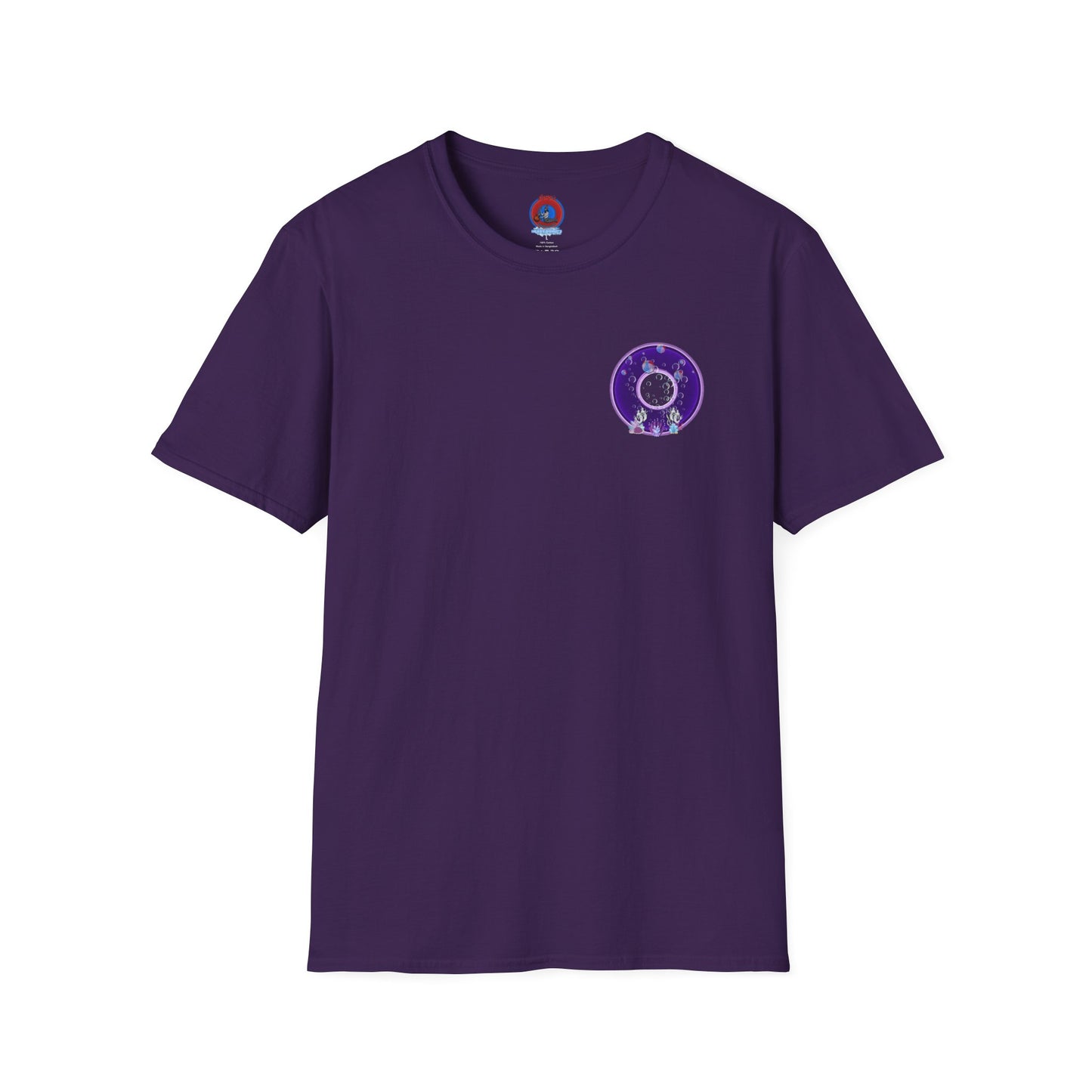 Classic Donut Tee - Unisex Soft-Style - "Sure That Sirens Made This Donut For Me" - vivid dark purple/light purple donut