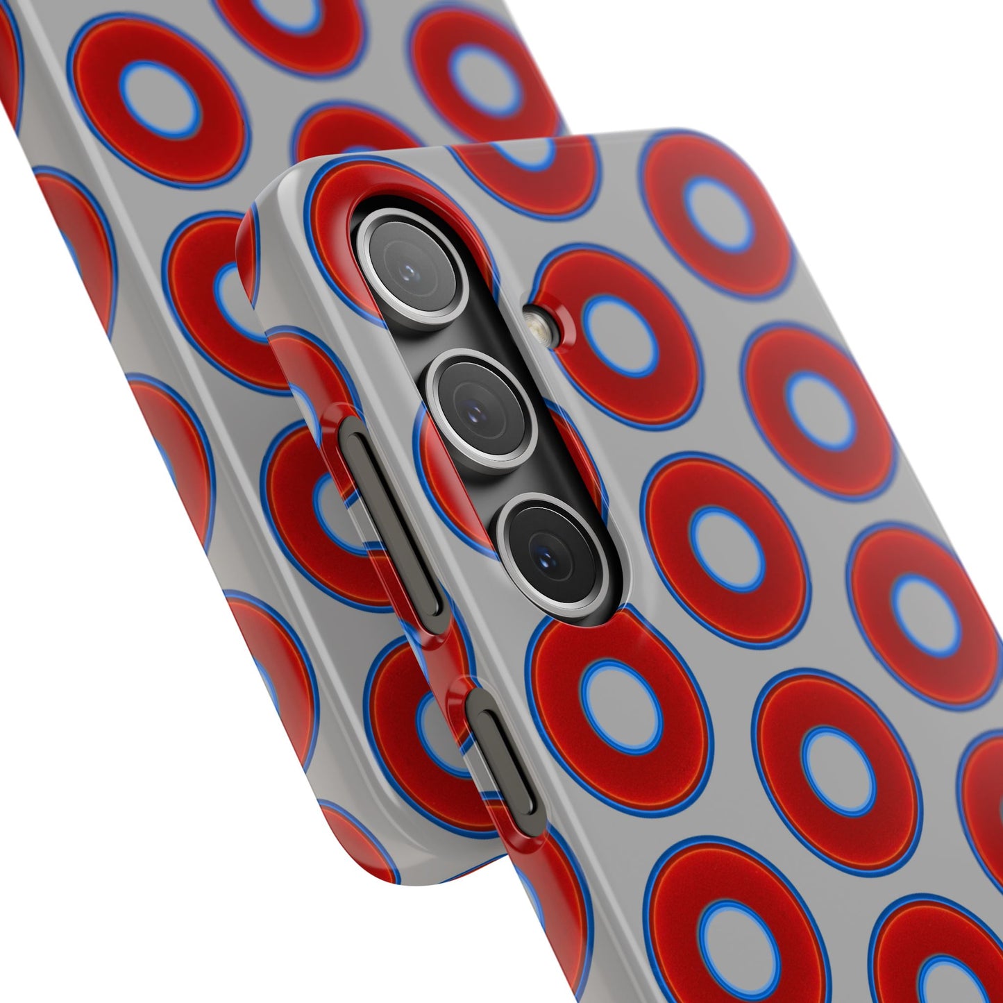 Lumpy Donut Snap Case - red vivid donut print w/light gray background