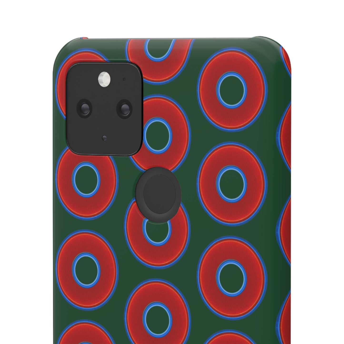 Lumpy Donut Snap Case - red vivid donut print w/deep pond green background