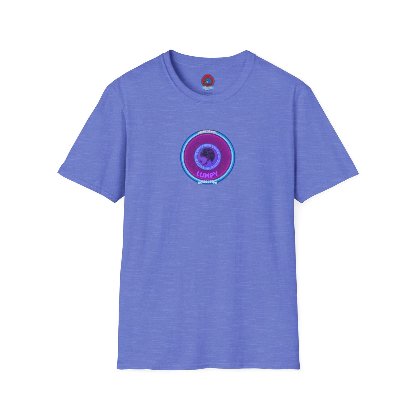 Classic Donut Tee - Unisex Soft-Style - "Lumpy Collective Donut" - rustic purple/light blue lumpy donut - variant 2