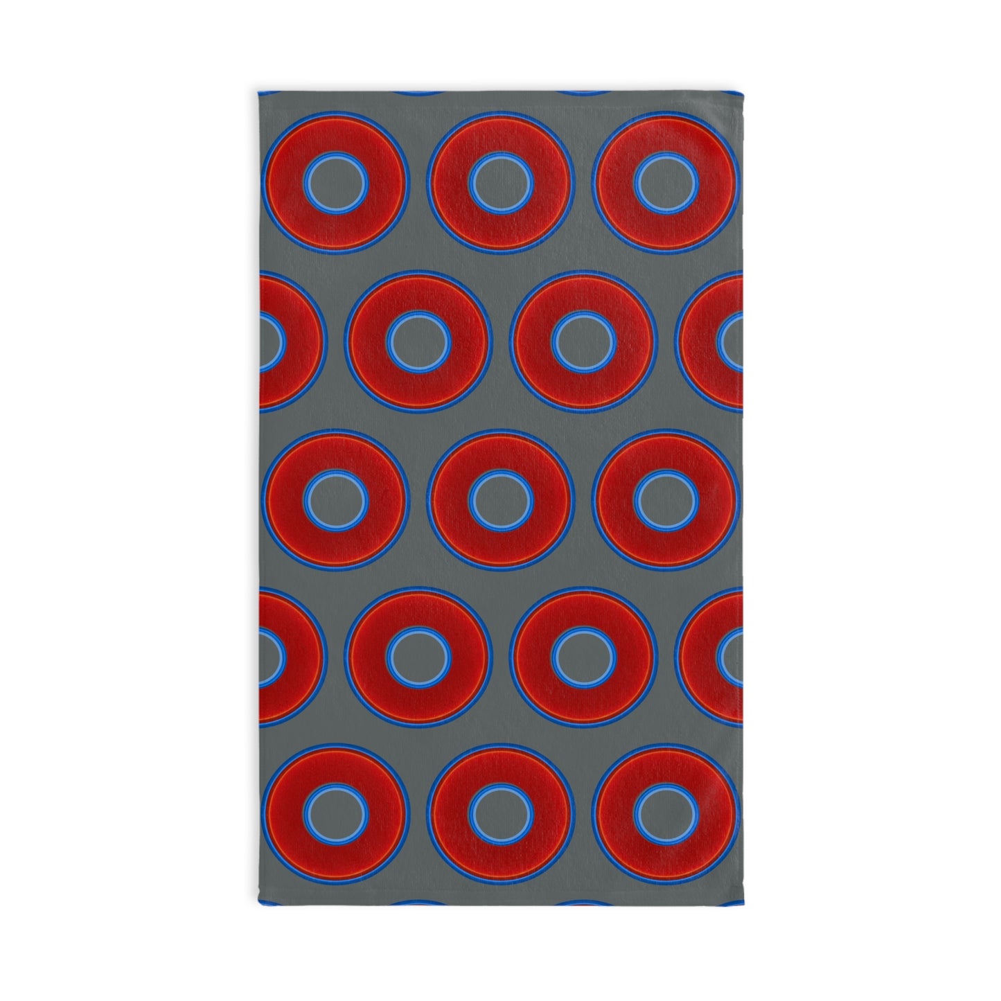 Lumpy Kitchen/Hand Towels - vivid red donuts w/dark gray background