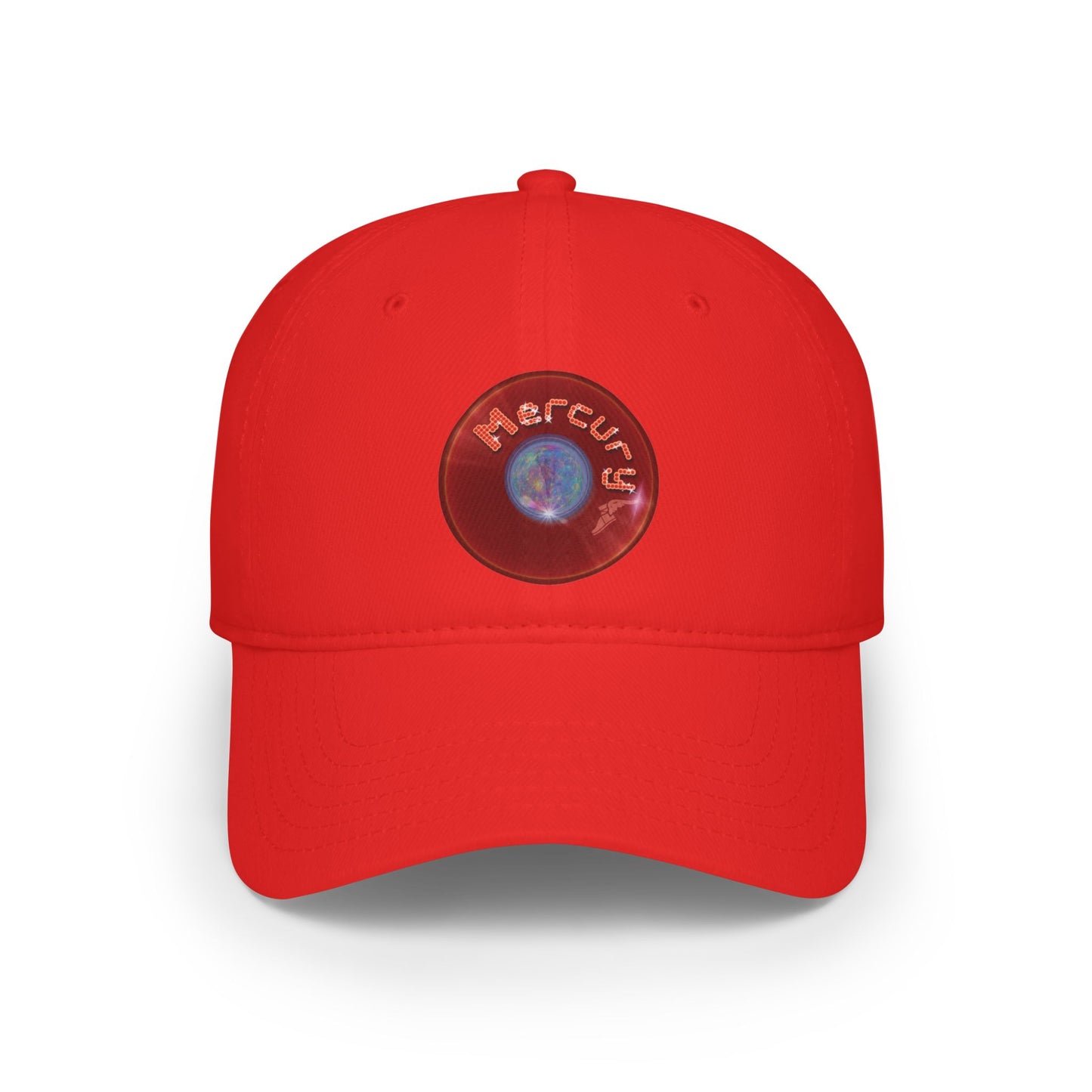 Lumpy Donut Baseball Cap - "Donut of the Gods" - variant 2 - vivid red record donut w/