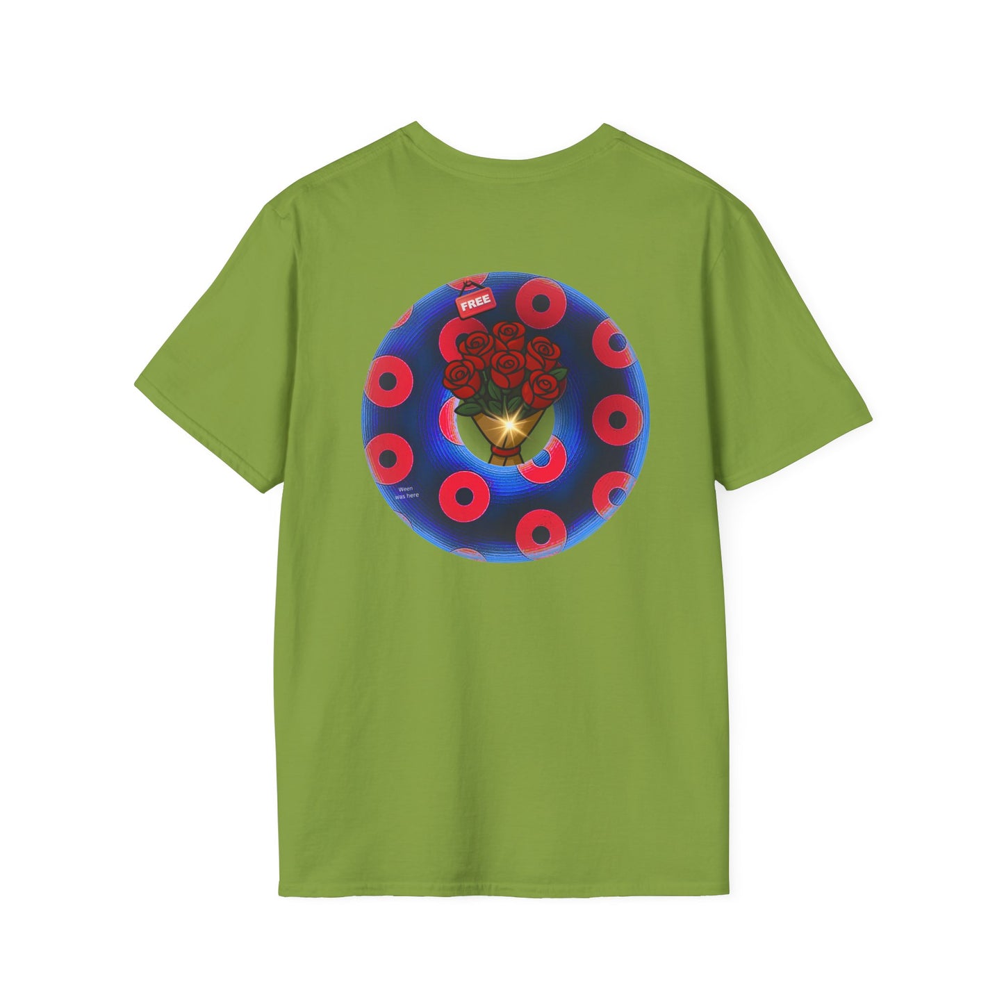 Classic Donut Tee - Unisex Soft-Style - "Donuts of Phreedom" - red/blue paradoxical blimpy donut