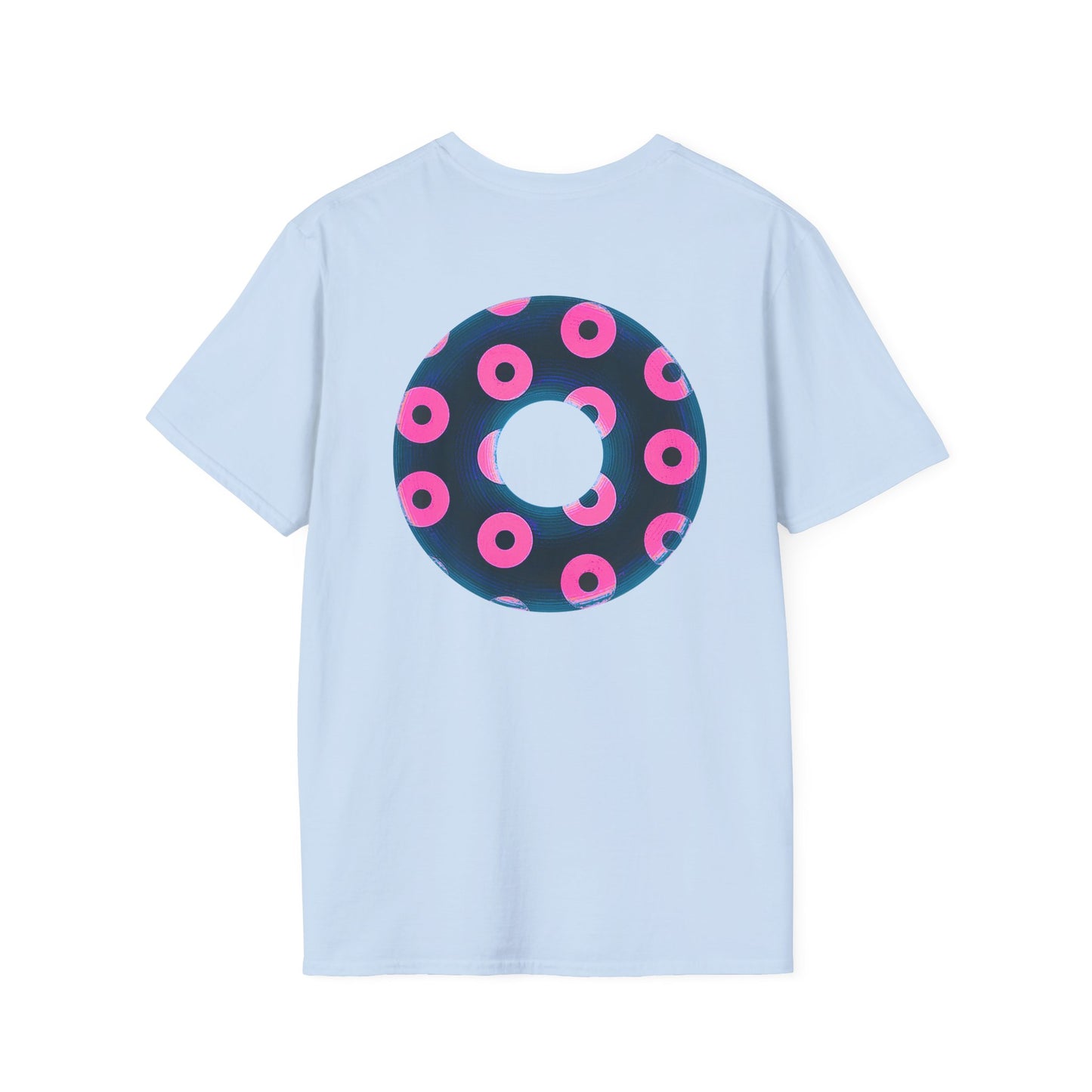 Copy of Plain Donuts/Unisex Soft-Style - "Plain Blimpy Paradoxical Donuts" - dark steel blue/vivid magenta donuts