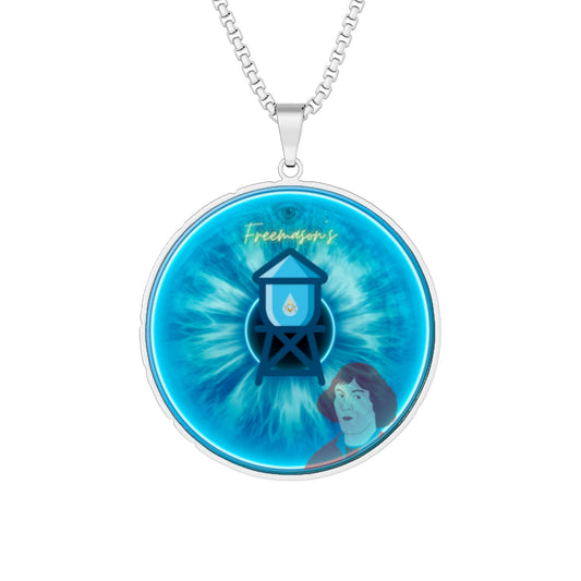 Lump's Heady Donut Necklace - 1" x 1" Stainless Steel Pendant - "NICU2 Donut Pendant" - light blue vivid idonut - w/Copernicus - variant 2
