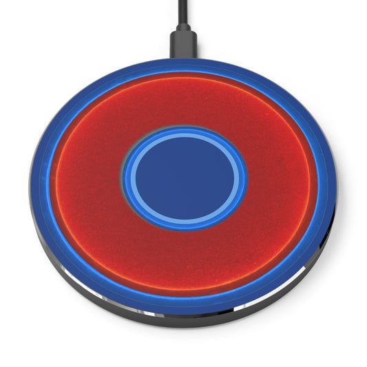 The Flow - Wireless Lumpy Donut Chargers - vivid red/blue donut w/dark blue background