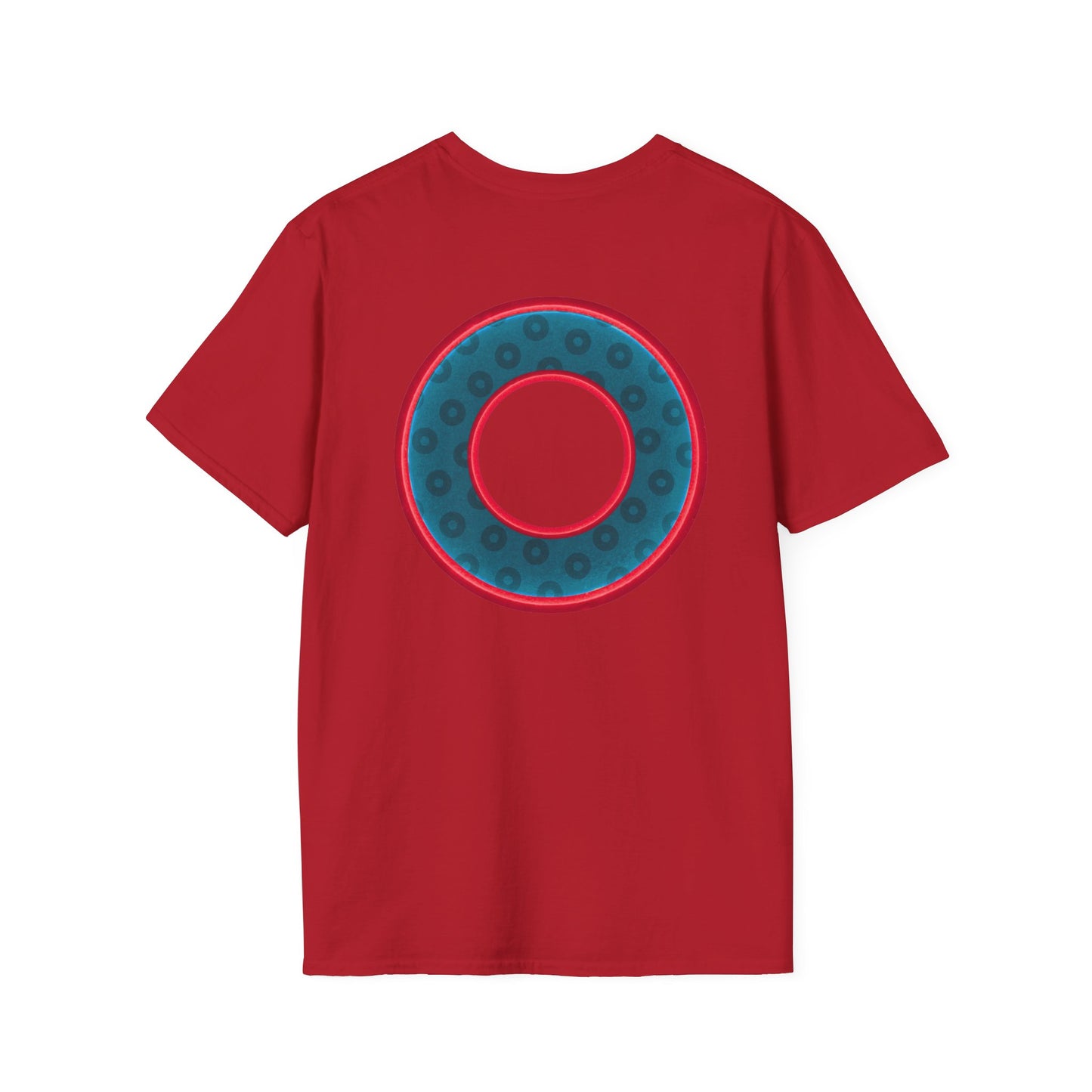 Plain Donuts/Unisex Soft-Style - "Plain Wide Mouthed Paradoxical Donuts" - dark aquamarine blue/red donuts