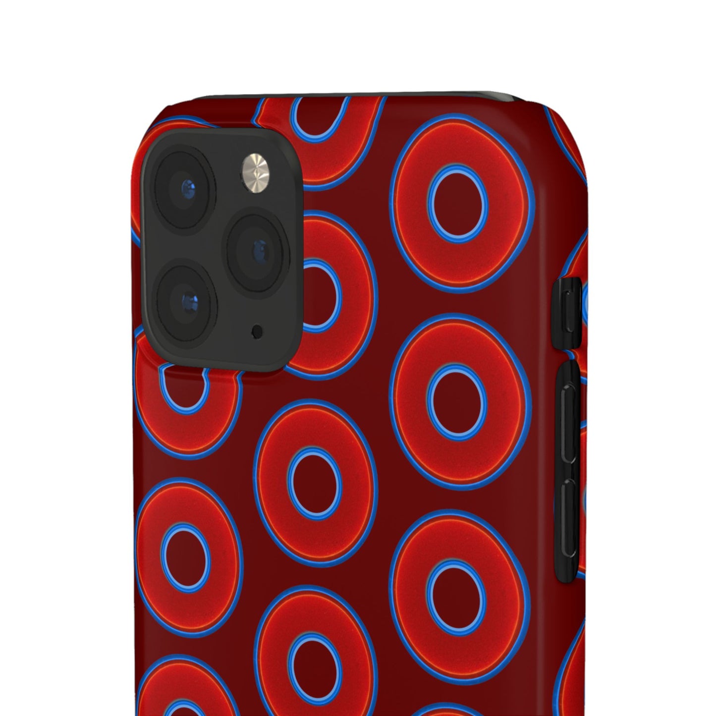 Lumpy Donut Snap Case - red vivid donut print w/dark red background