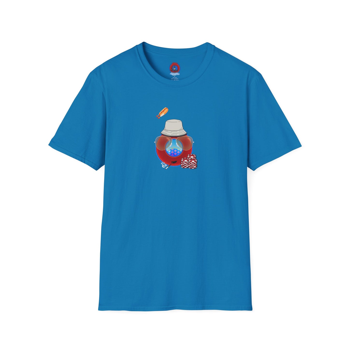 Classic Donut Tee - Unisex Soft-Style - "Gonzo Donut - Fear & Loathing in Gamehendge" -  vivid red donut w/raw dogger - variant 6