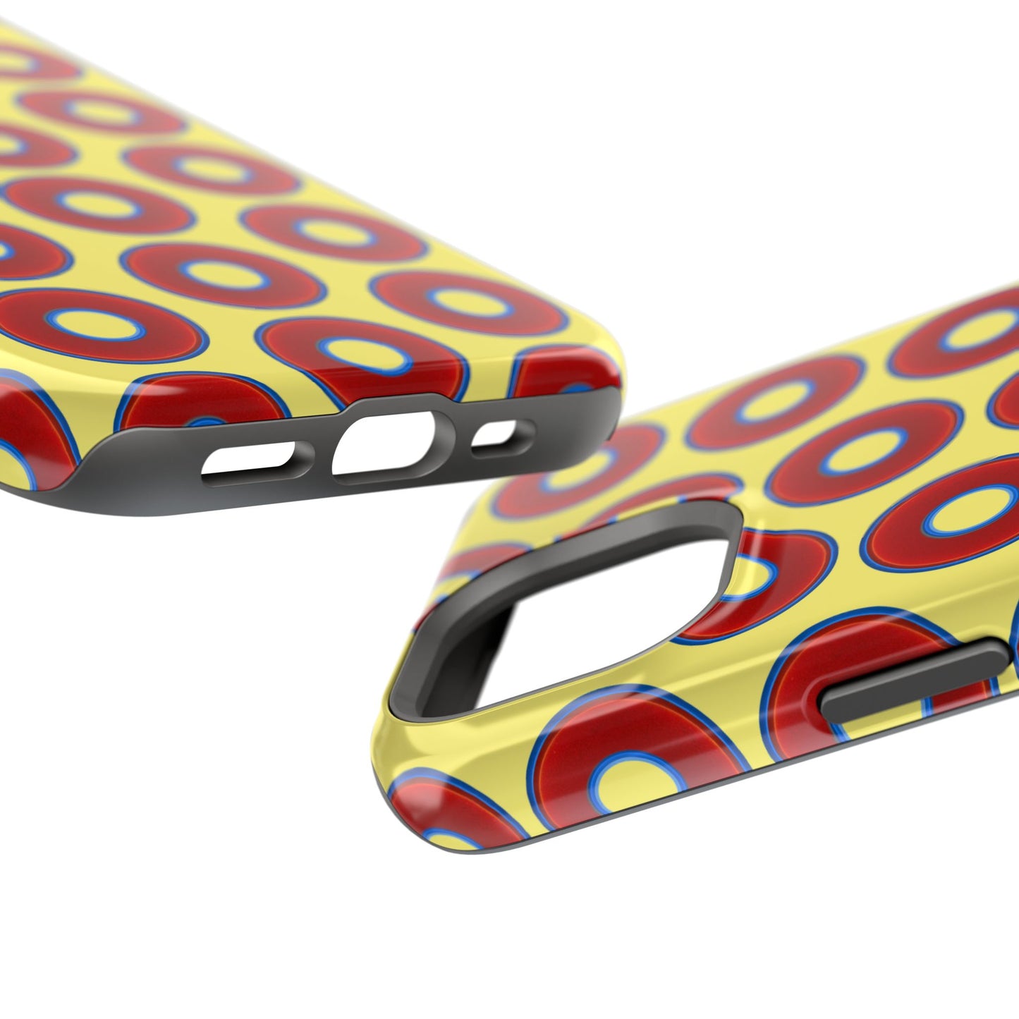 Impact-Resistant Lumpy Donut Case - red vivid donut print w/yellow background