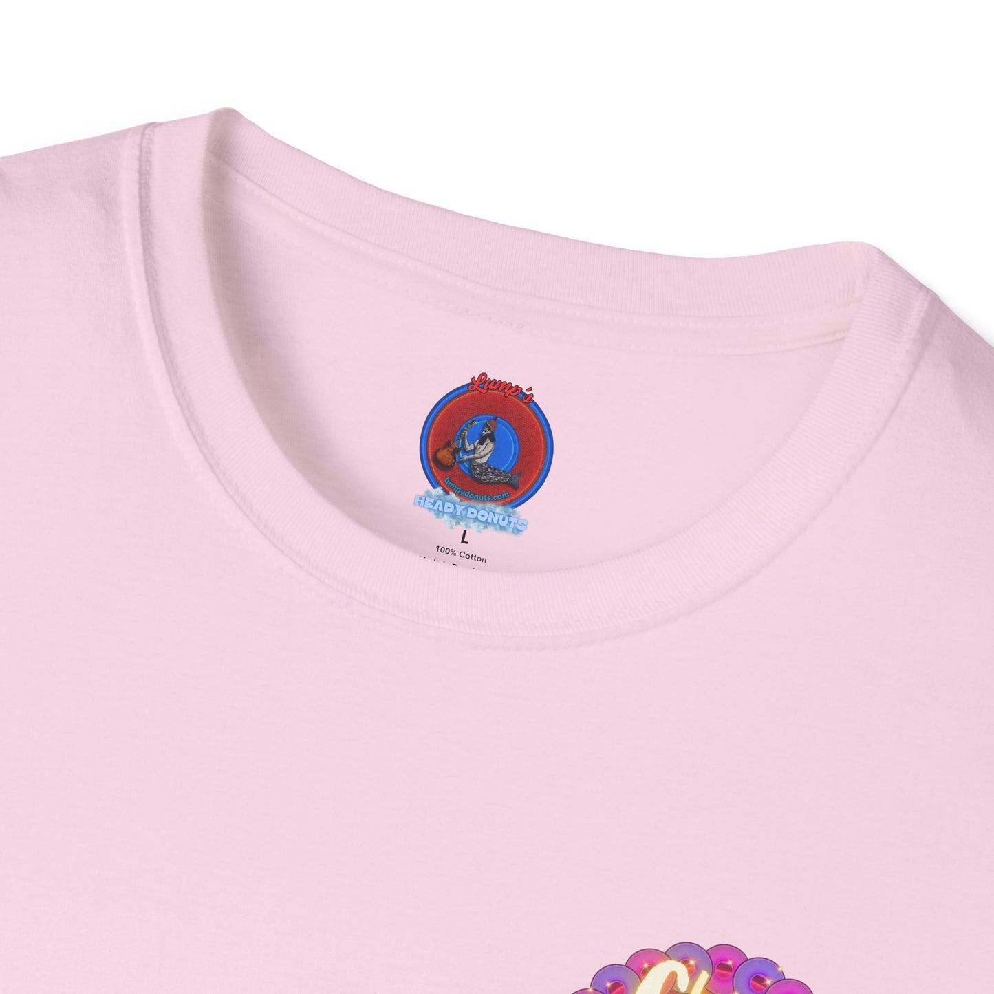 Classic Donut Tee - Unisex Soft-Style - "Cher-ing is Caring" - series 1.0  - variant 2 - magenta donut - [*charitable donut]