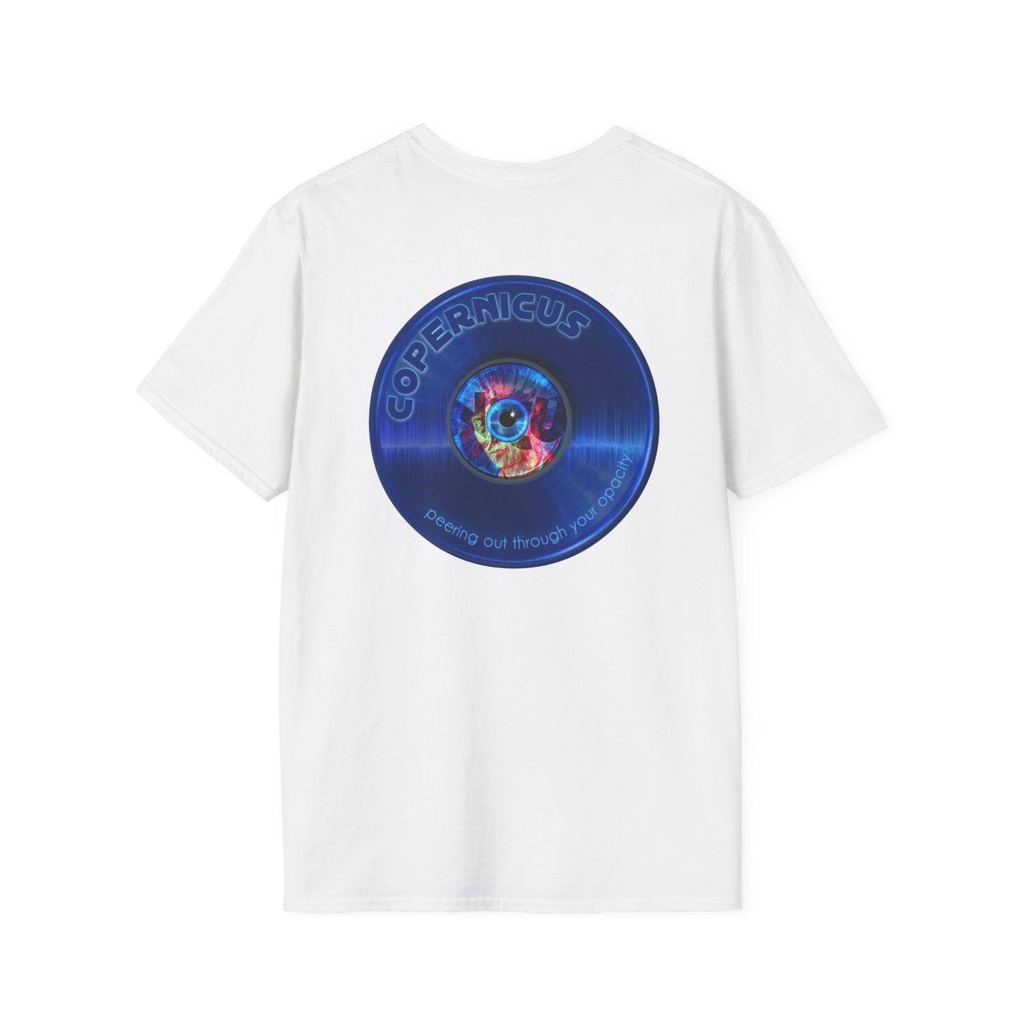 Classic Donut Tee - Unisex Soft-Style - "Drunken Copernicus" - series 1.0 - blue donut - variant 2