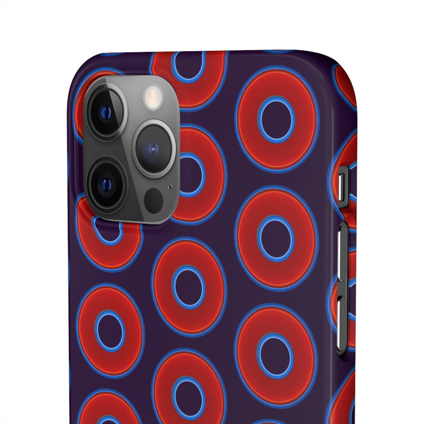Lumpy Donut Snap Case - red vivid donut print w/midnight purple background