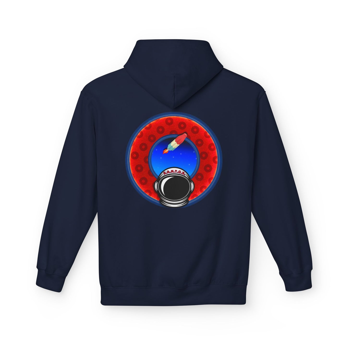 Fleece Harry Hoodies [Midweight Soft-style] - "This is What Donuts Smell Like in Space - YEMSG Donut" - w/widemouthed red/blue donut
