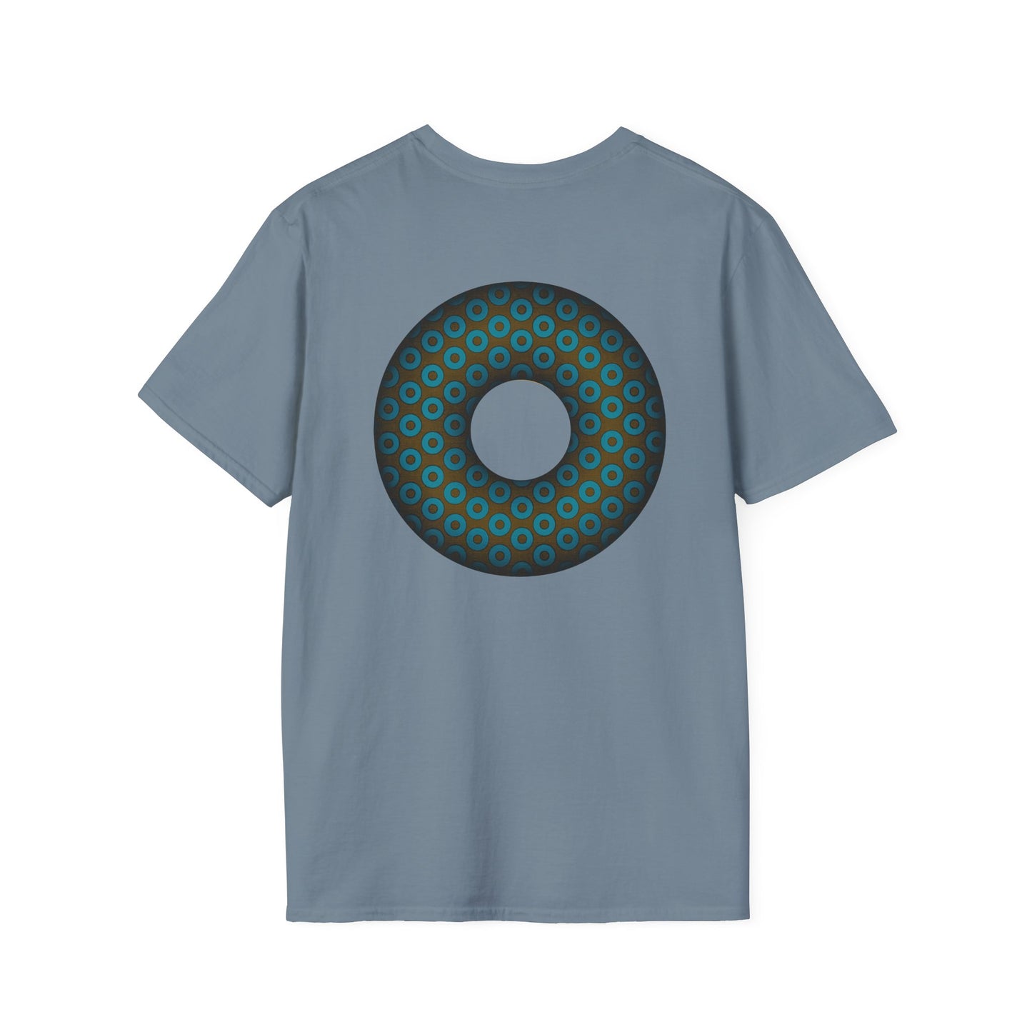 Plain Donuts/Unisex Soft-Style - "Plain Paradoxical Grided Donuts" - teal/brown donuts