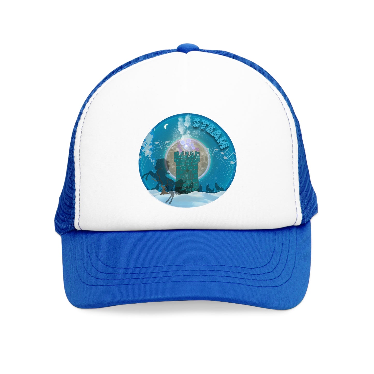 Lumpy Trucker Hat - "The Donut Concealed Within the Theme" - blue donut