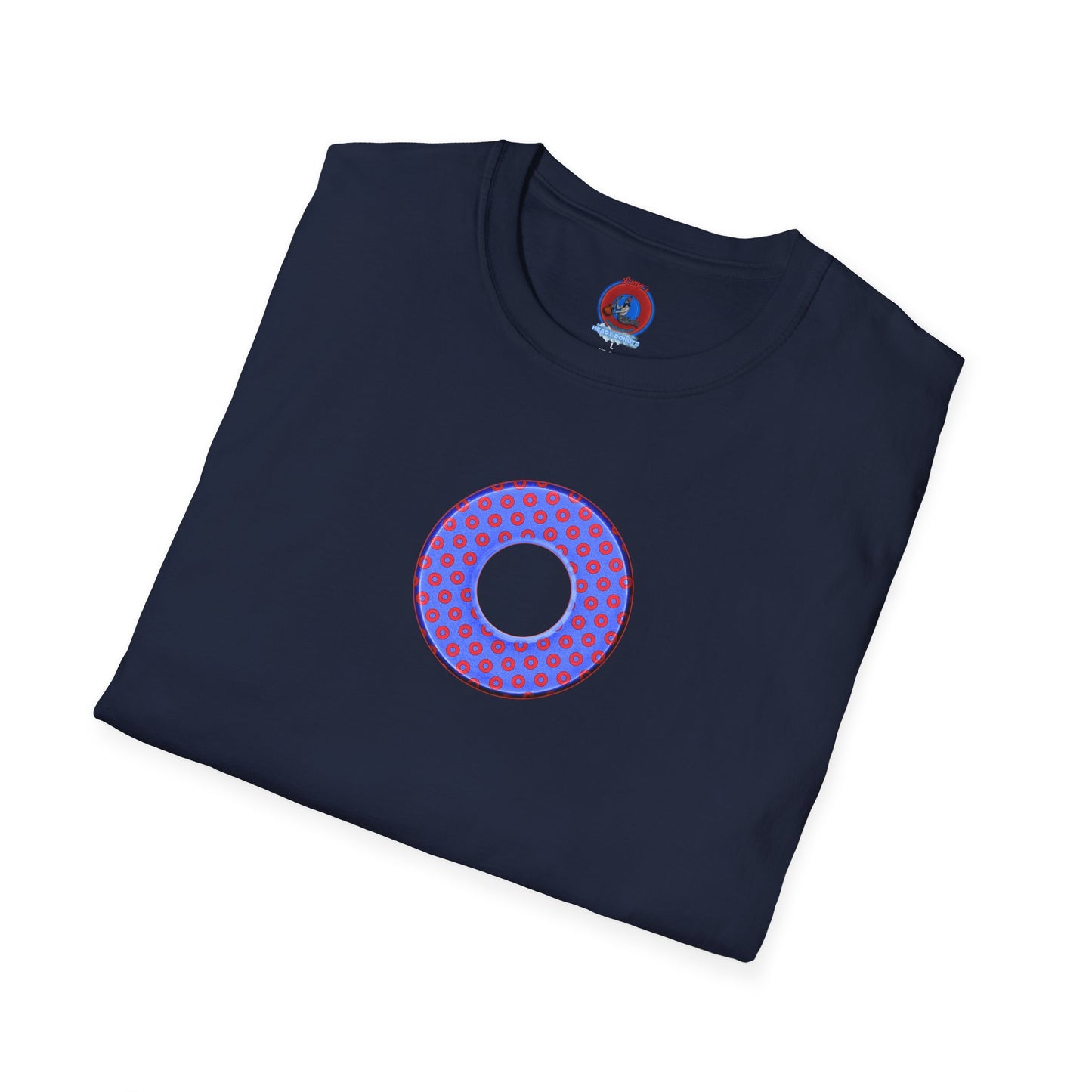 Plain Donuts/Unisex Soft-Style - "Plain Electric Paradoxical Donuts" - bright royal blue/red coral donuts