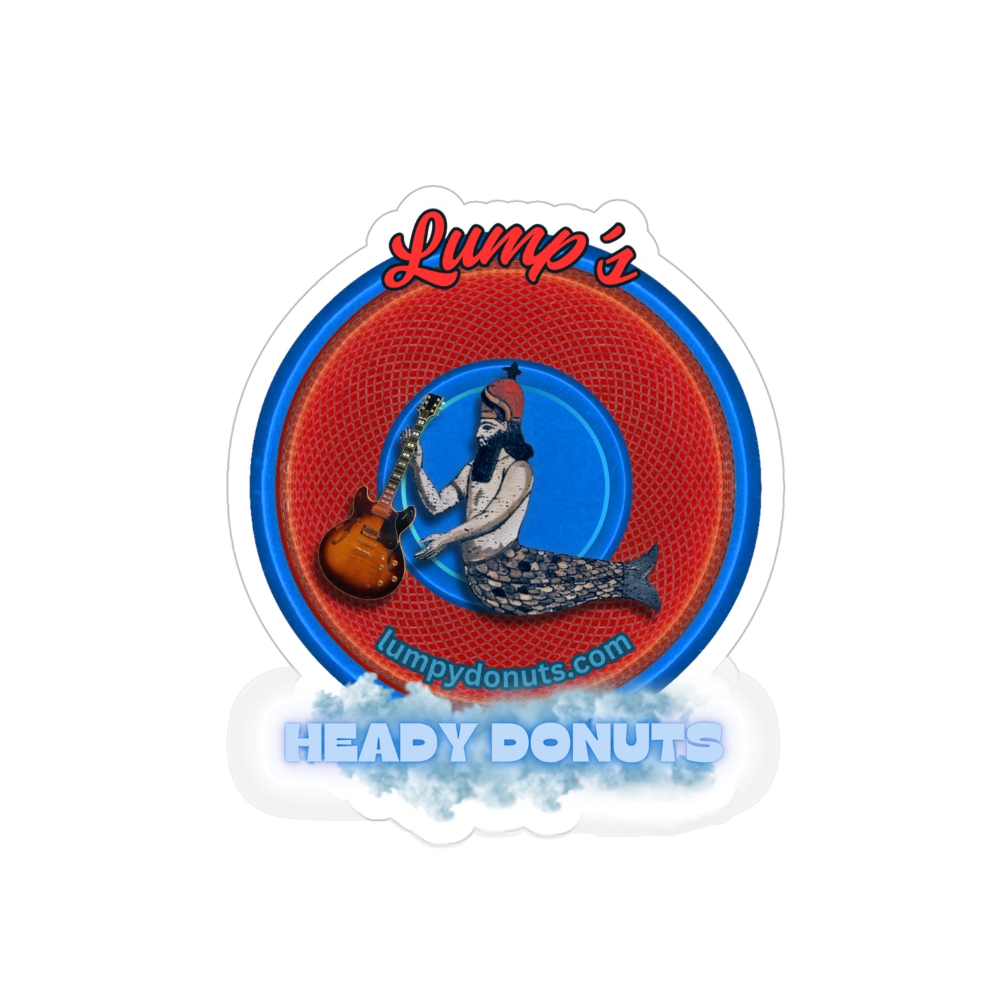 Donut Bumper/Outdoor Sticker - "Lump's Heady Donut Logo" - series 1.0 - red donut - [Die-Cut] 6"x 6"