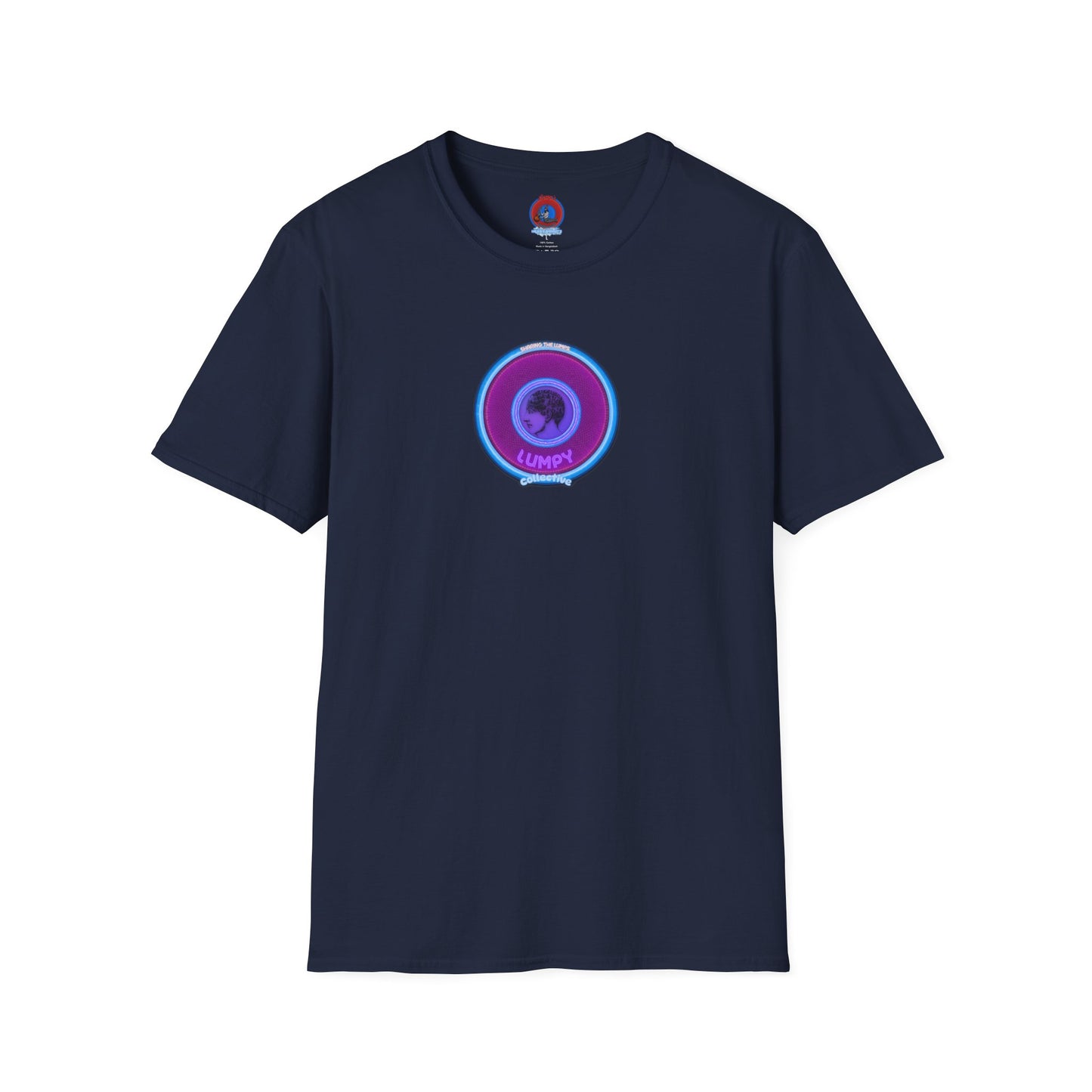 Classic Donut Tee - Unisex Soft-Style - "Lumpy Collective Donut" - rustic purple/light blue lumpy donut - variant 2