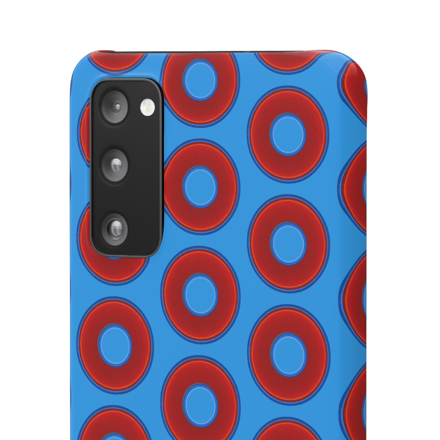 Lumpy Donut Snap Case - red vivid donut print w/sky royal blue background