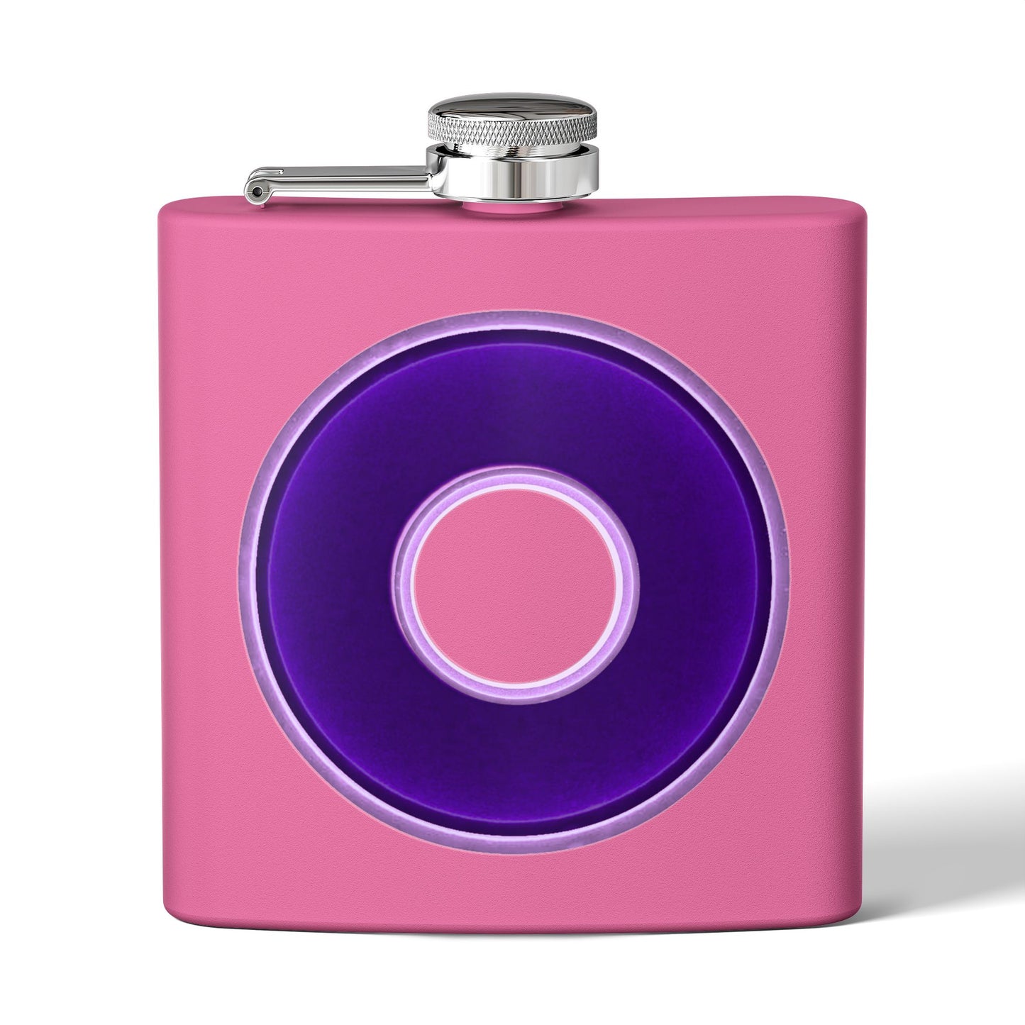 Lump's Donut Flask 6 oz - Vivid dark purple/light purple donut - [*w/your choice of 5 backgrounds]