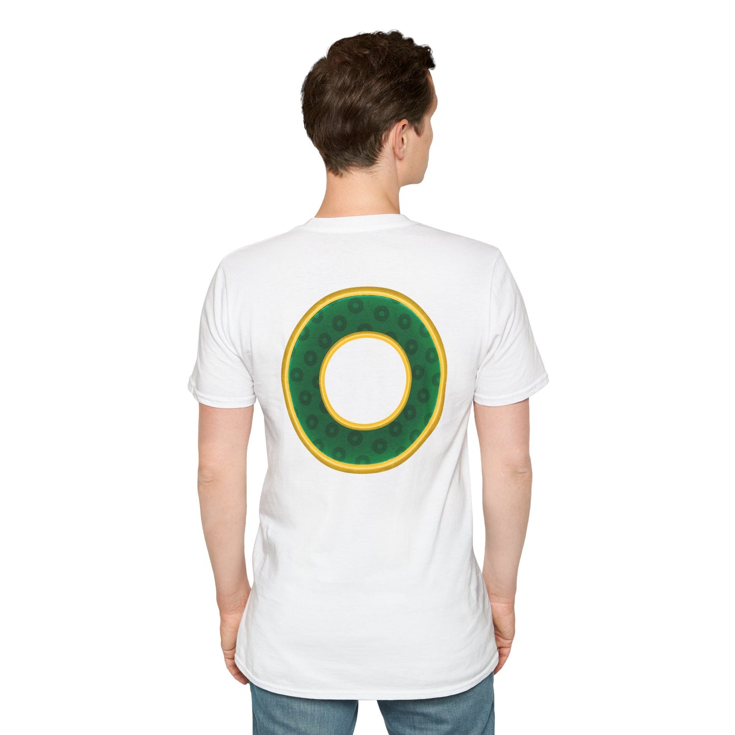 Plain Donuts/Unisex Soft-Style - "Plain Wide Mouthed Paradoxical Donuts" - forest green/yellow donuts
