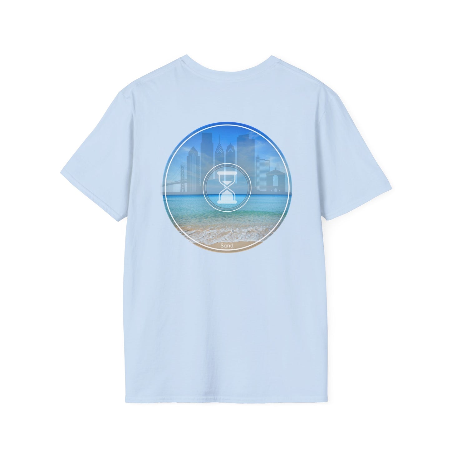 Classic Donut Tee - Unisex Soft-Style - "Philly Special: Still Loading Sand" - vivid blue  pic donut - variant 1