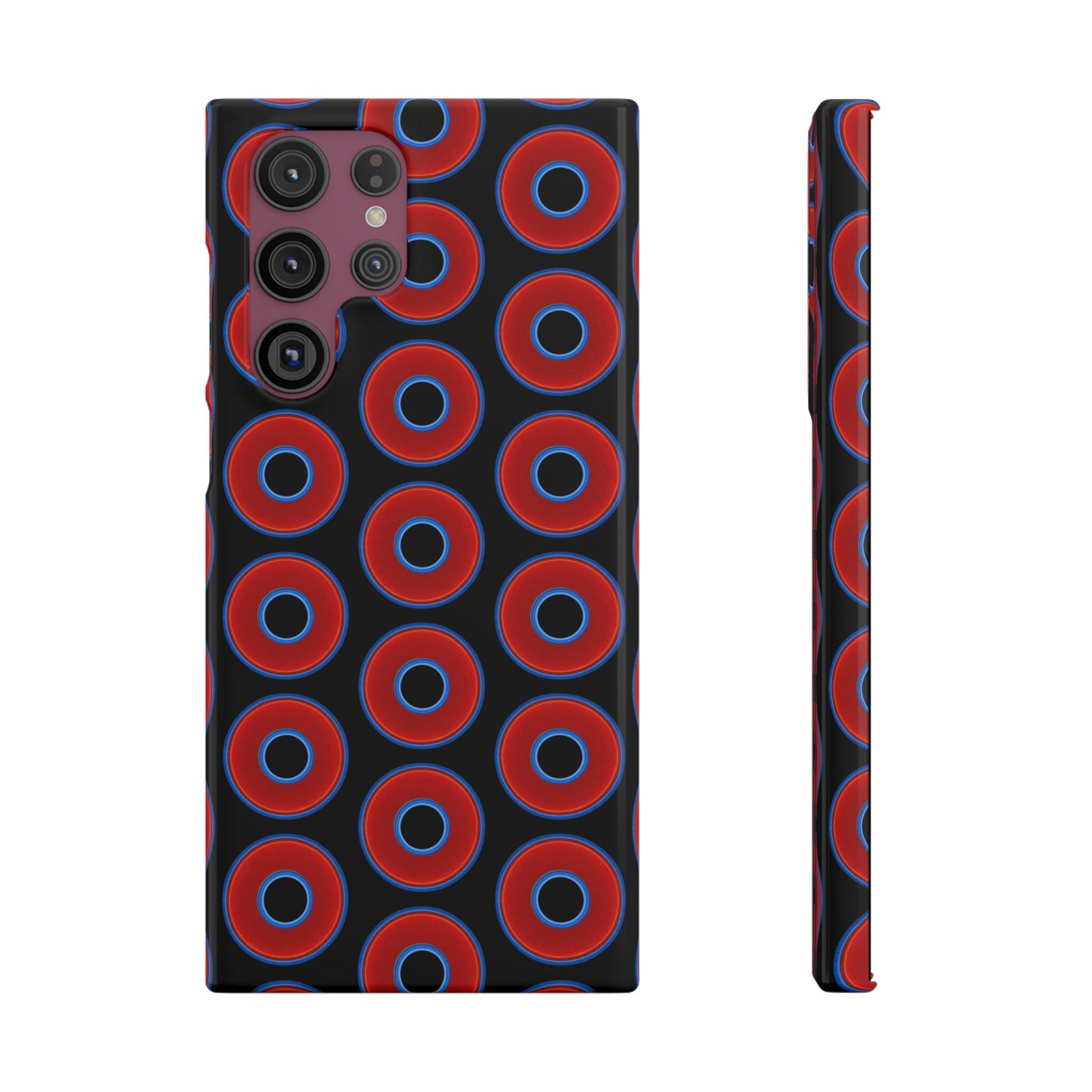 Lumpy Donut Snap Case - red vivid donut print w/black background