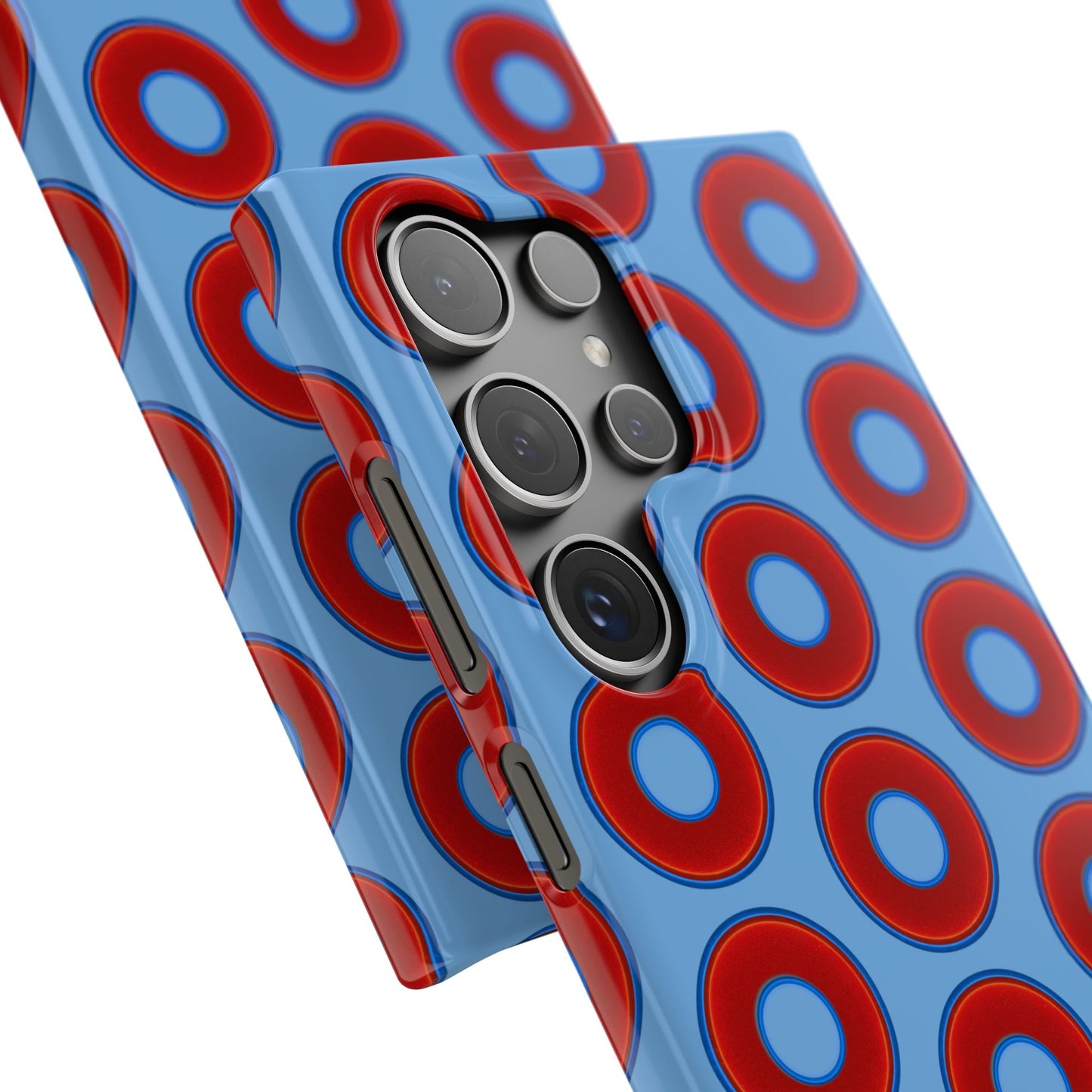 Lumpy Donut Snap Case - red vivid donut print w/light blue background
