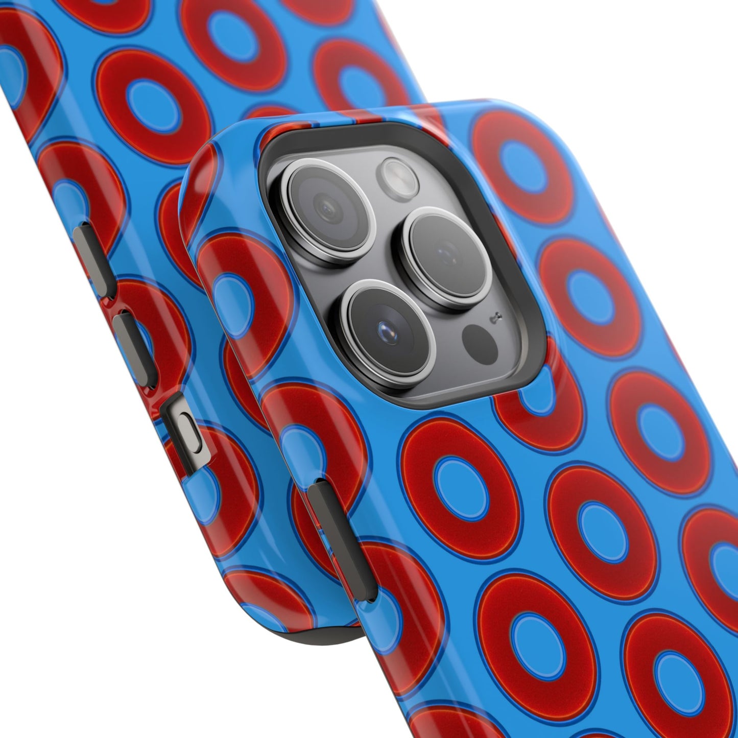 Magnetic Tough Donut Case - red vivid donut print w/sky royal blue background