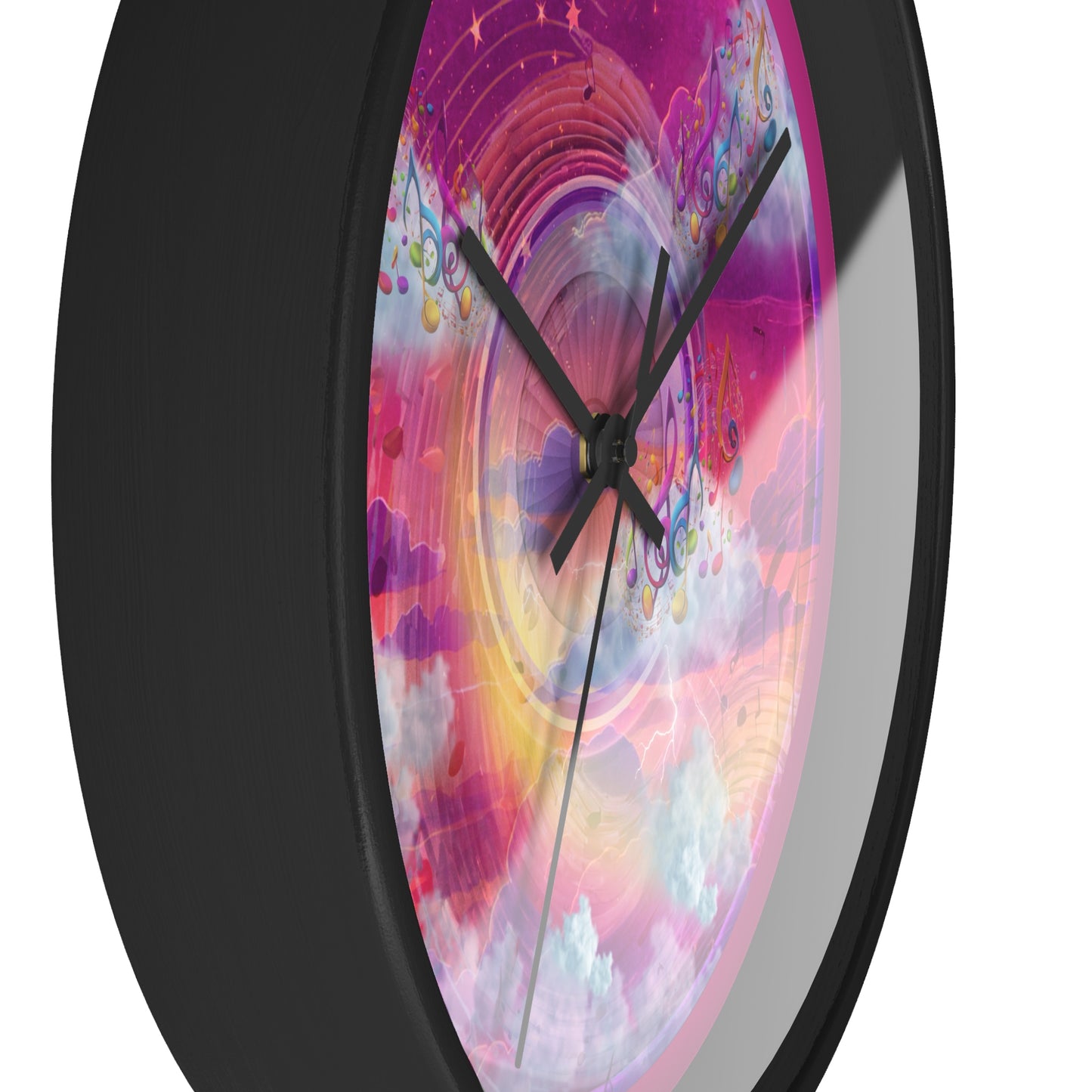 Lumpy Wall Clock - "Pillow Donut" - vivid pic donut w/magenta background