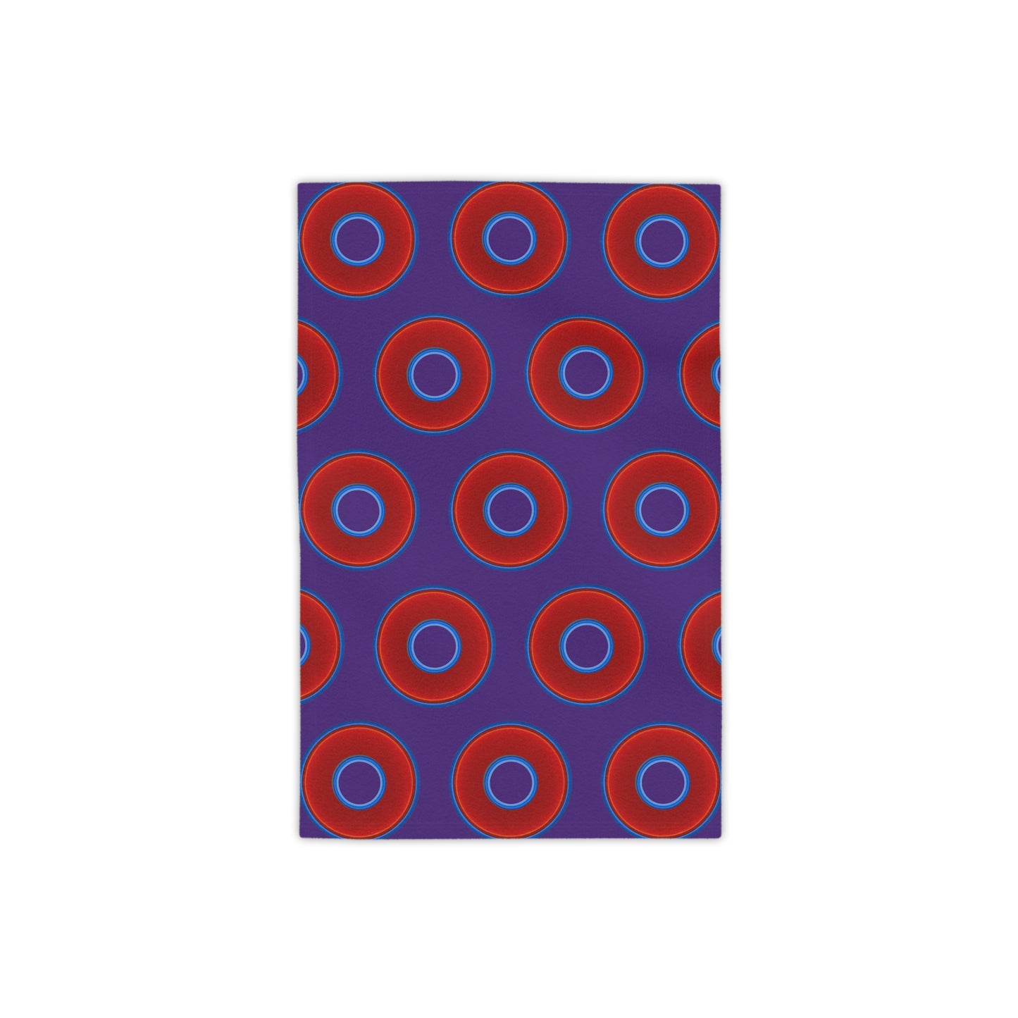 Lumpy Donut Towels - vivid red donuts w/purple background