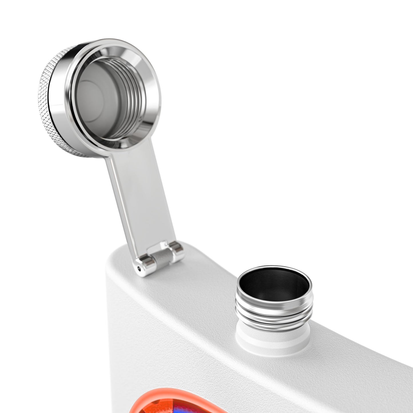 Lump's Donut Flask 6 oz -  Red/Blue Rustic Paradox Donut - [*w/your choice of 5 backgrounds]