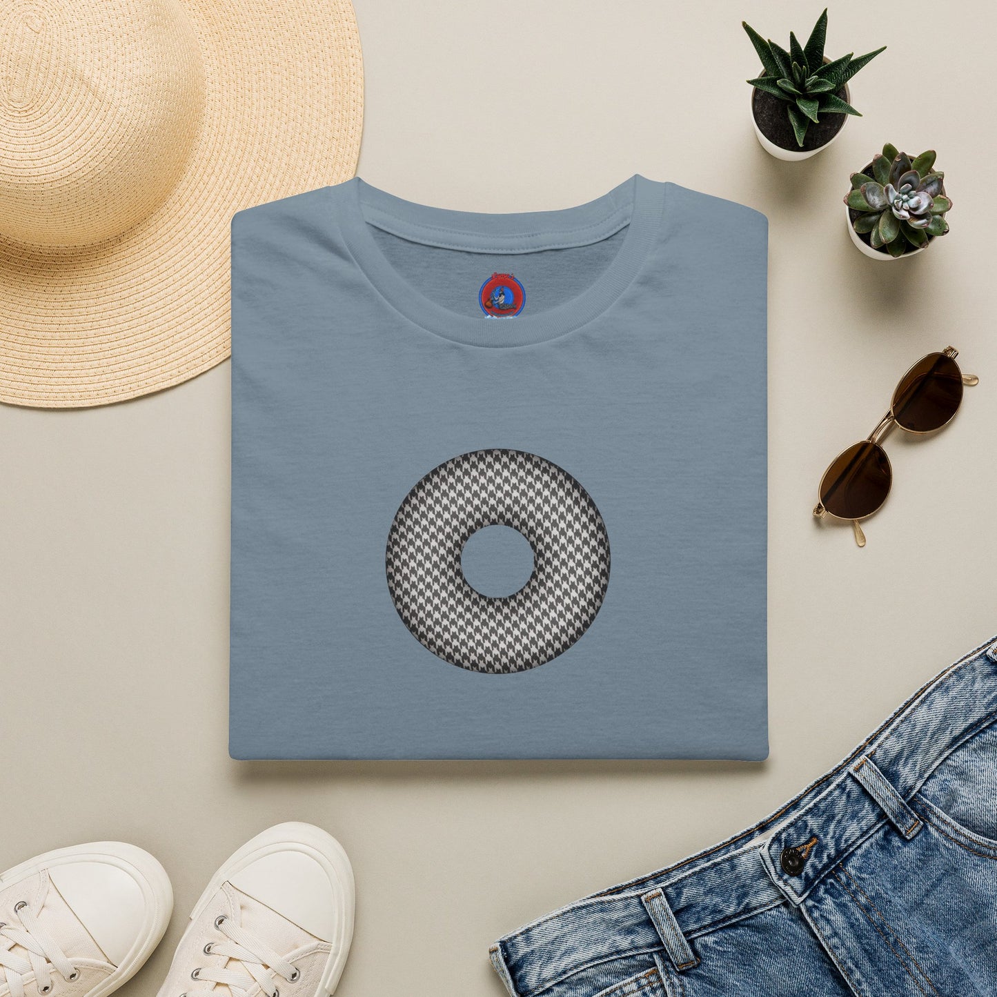 Classic Donut Tee - Unisex Soft-Style - "Ricky's Donut" - houndstooth donut