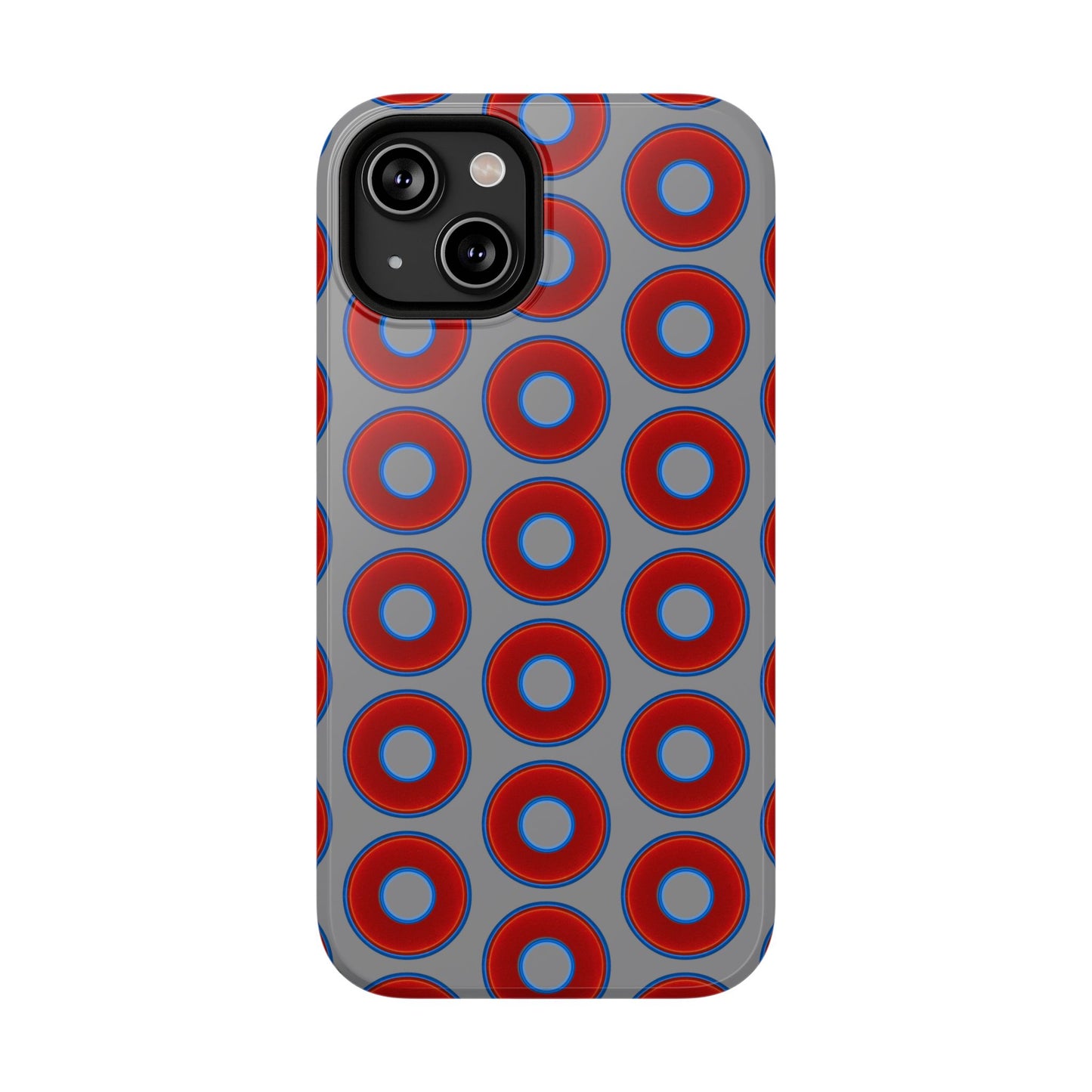 Impact-Resistant Lumpy Donut Case - red vivid donut print w/gray background