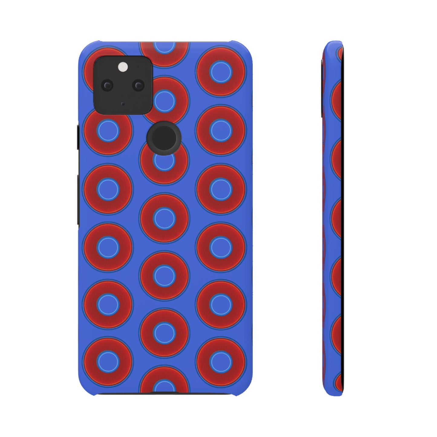 Lumpy Donut Snap Case - red vivid donut print w/royal blue background