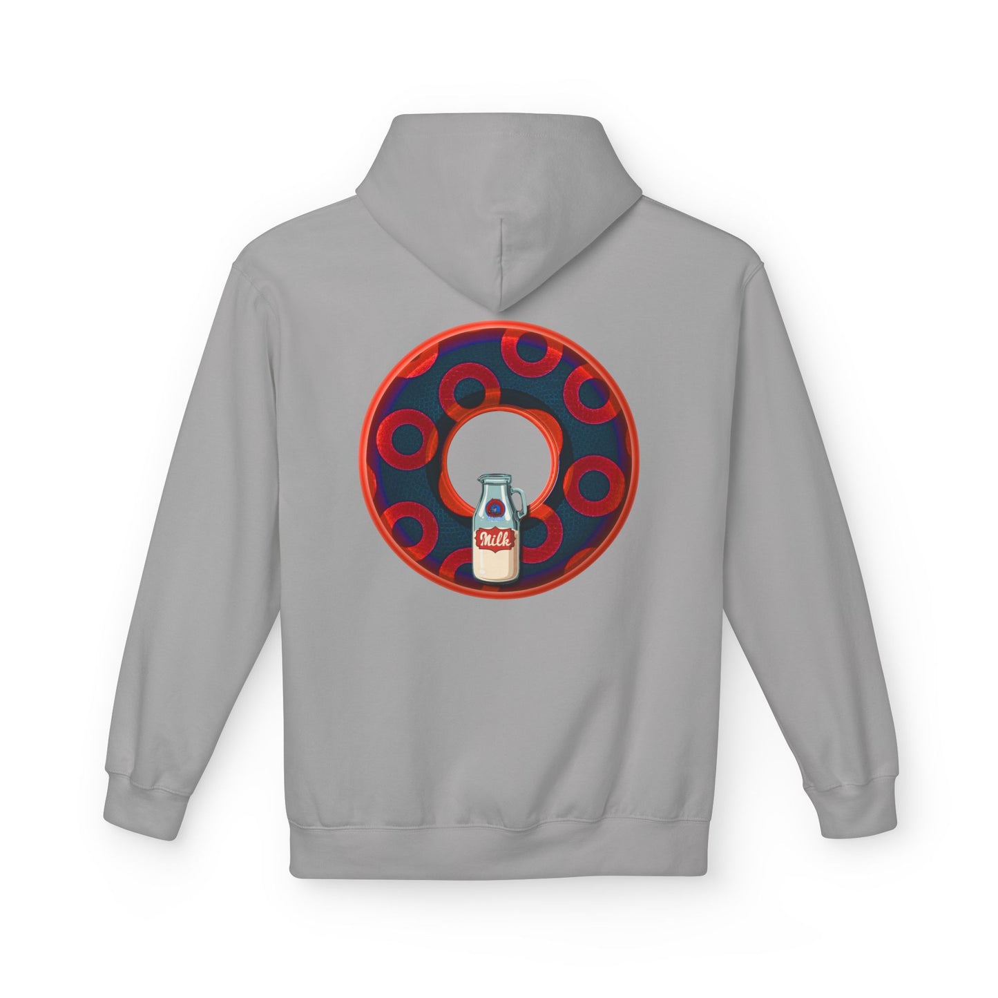 Fleece Harry Hoodies [Midweight Soft-style] - "Wooked Cream Dairy - YEMSG Donut" - navy blue/red rustic paradox donut - variant 3