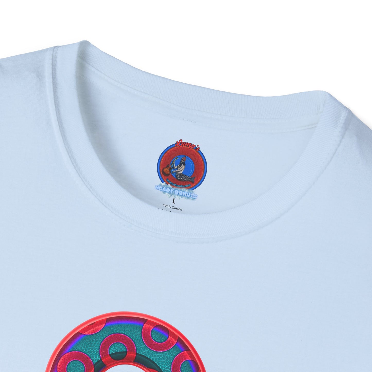 Plain Donuts/Unisex Soft-Style - "Plain Rustic Paradoxical Donuts" - red/steel blue donuts